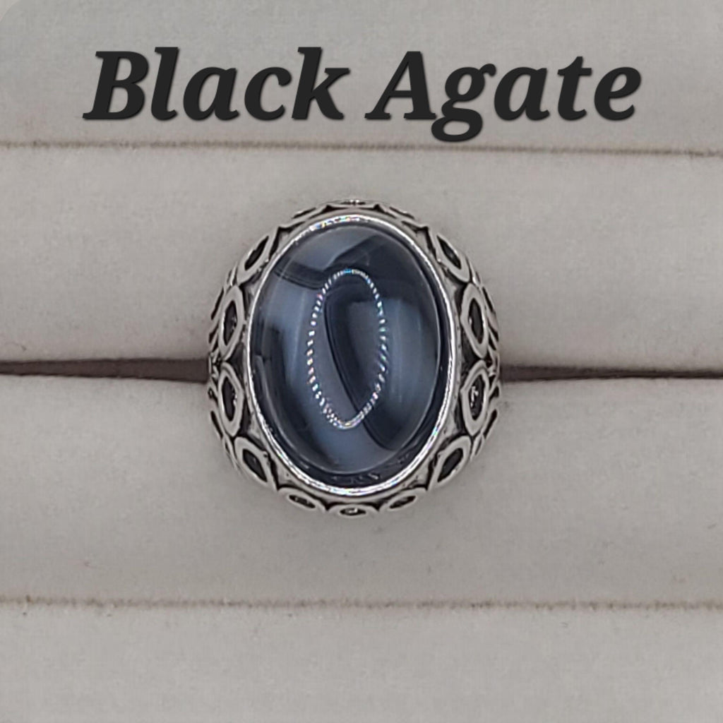 Size 9 Crystal Ring: Silver Band, Aventurine, Tiger's Eye, Opalite