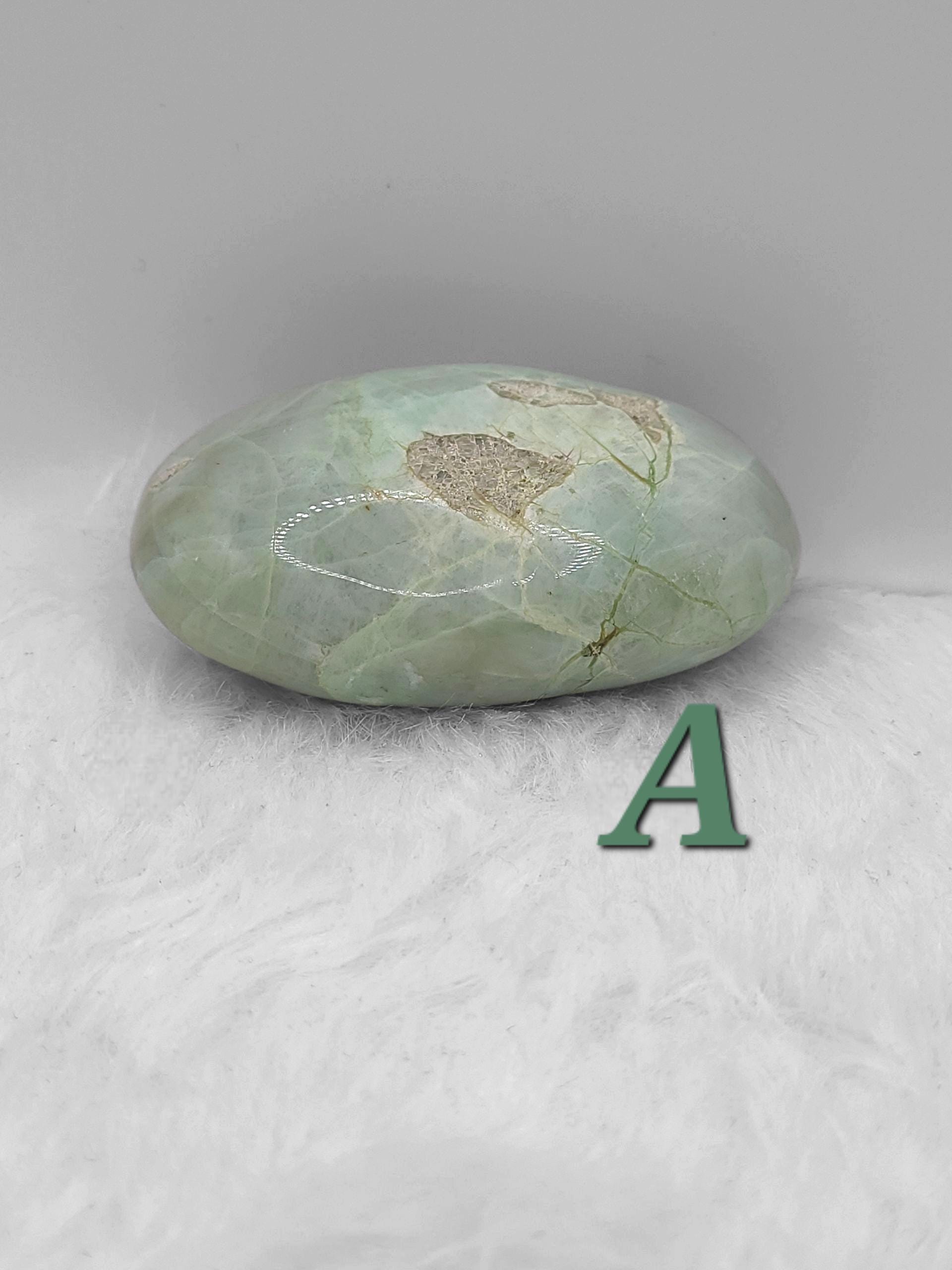 Green Moonstone Palm Stone: Polished Crystal for Emotional Healing