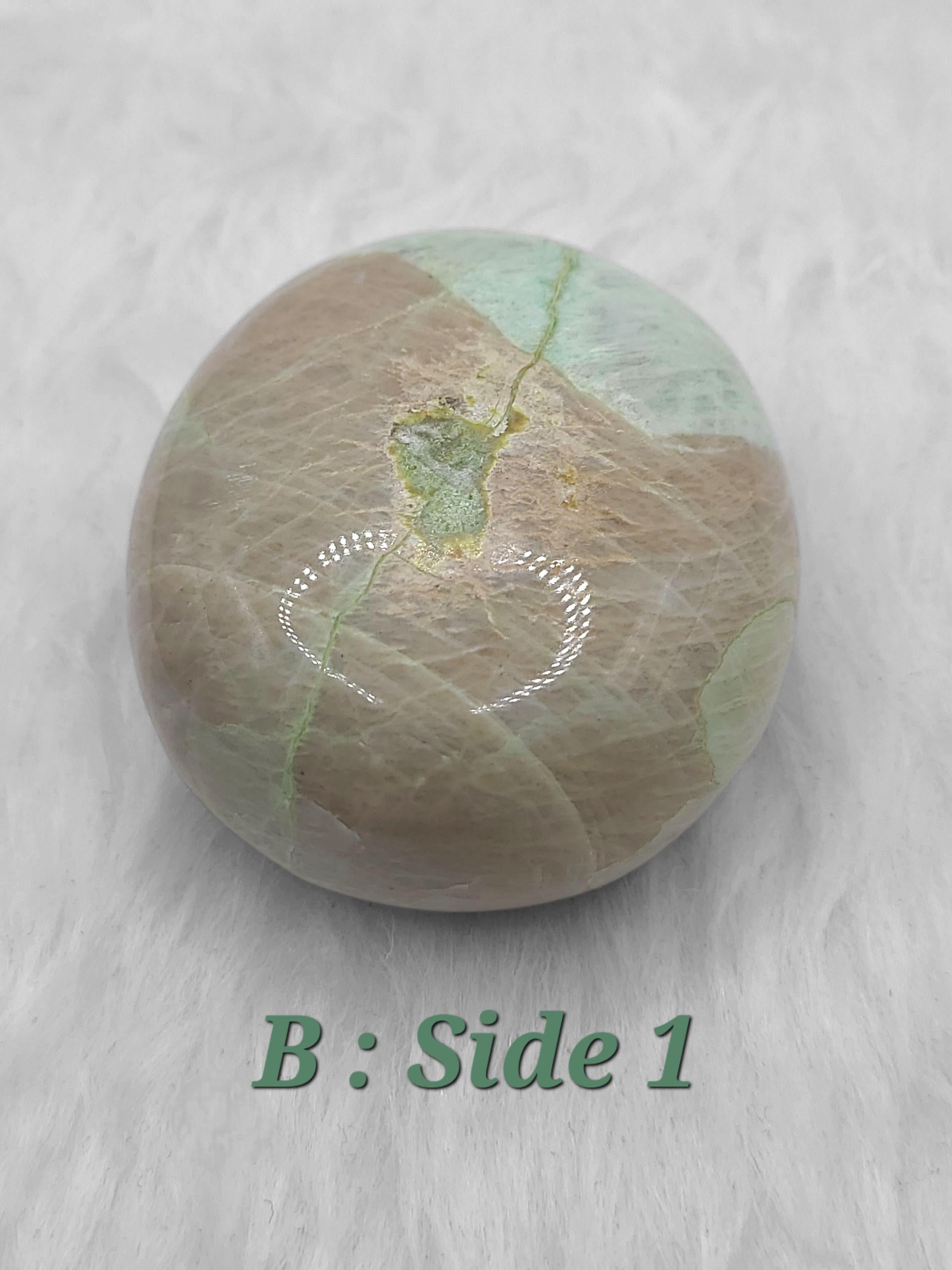 Green Moonstone Palm Stone: Polished Crystal for Emotional Healing