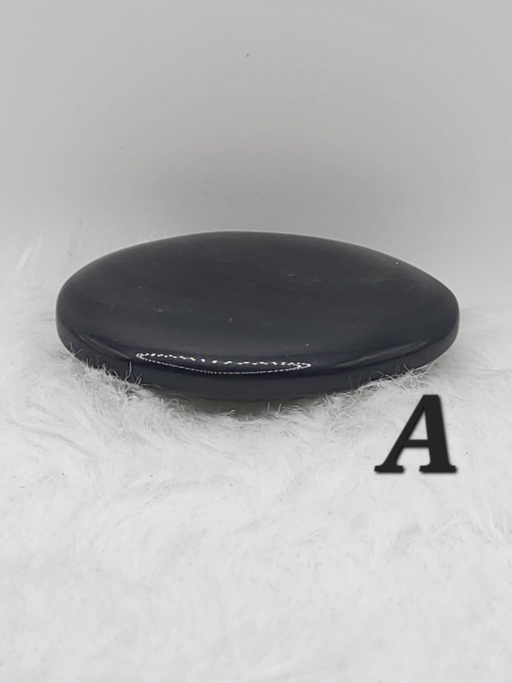 Rainbow Obsidian Palm Stone: Polished Black Grounding Crystal