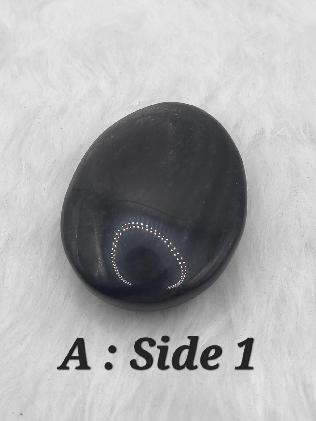 Rainbow Obsidian Palm Stone: Polished Black Grounding Crystal