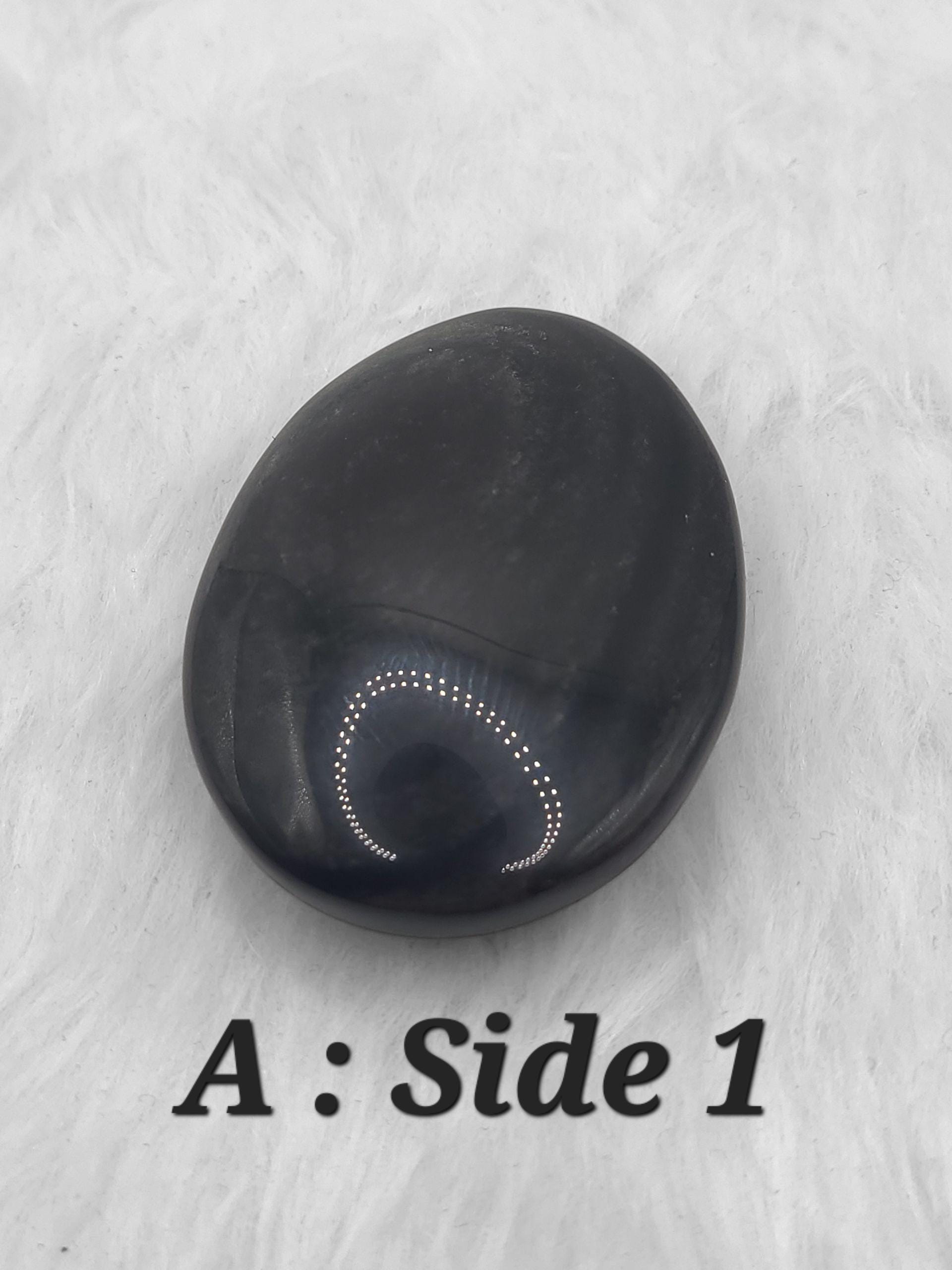 Rainbow Obsidian Palm Stone: Polished Black Grounding Crystal