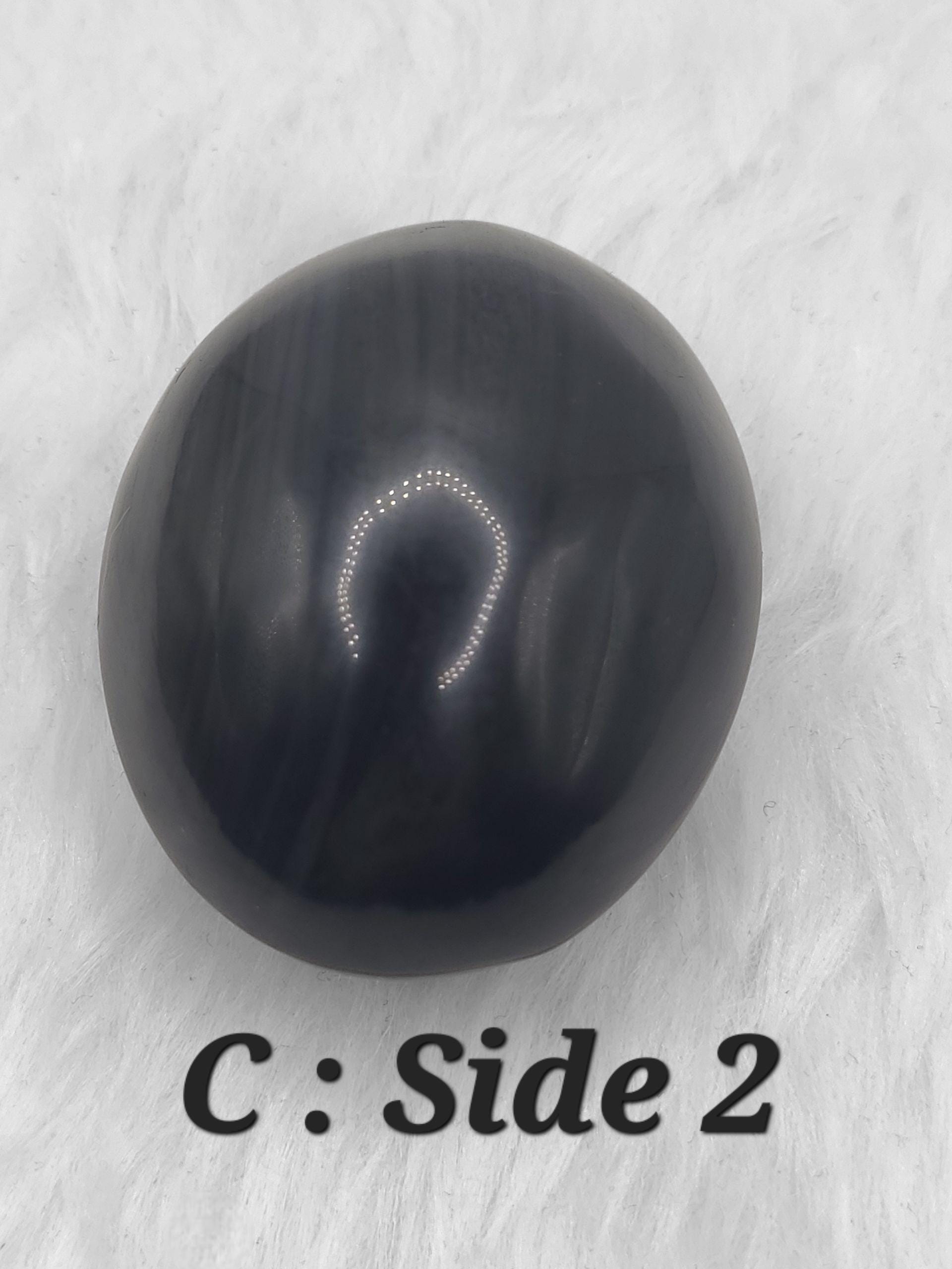 Rainbow Obsidian Palm Stone: Polished Black Grounding Crystal