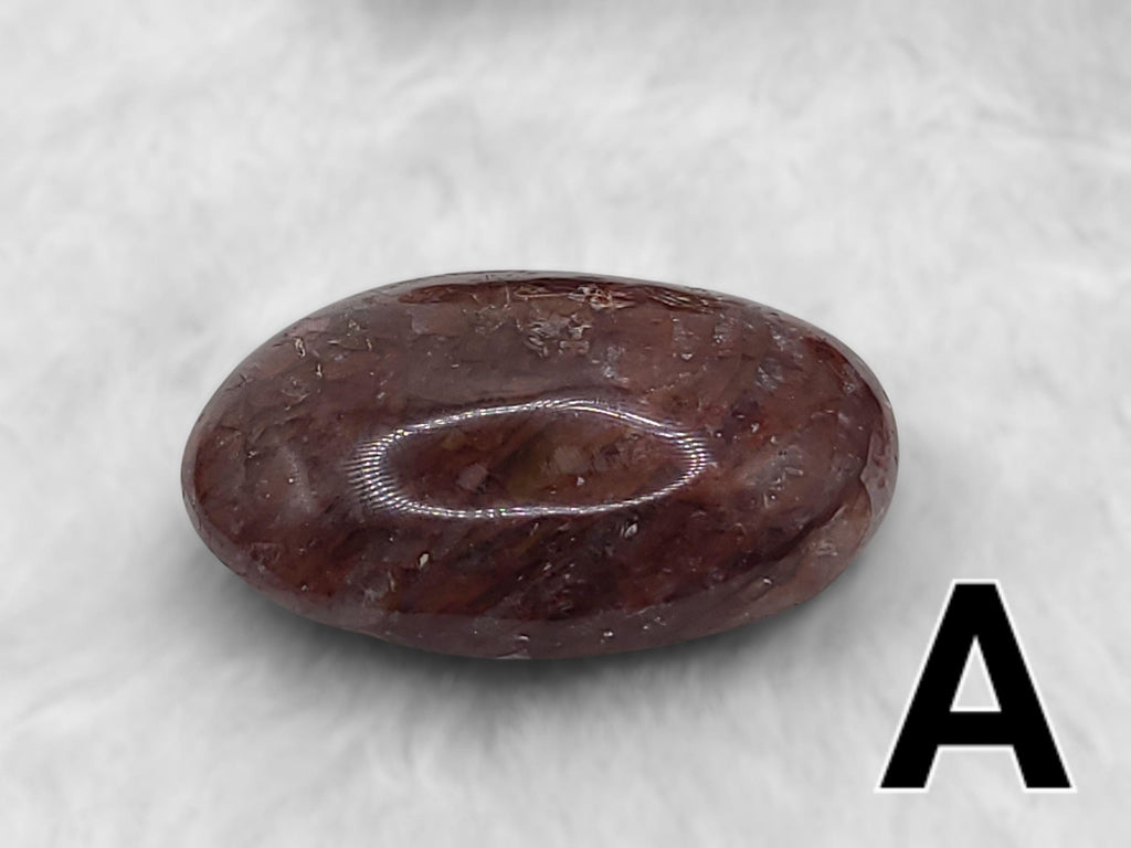 Fire Quartz Palm Stone: Grounding Hematite & Clear Quartz Crystal