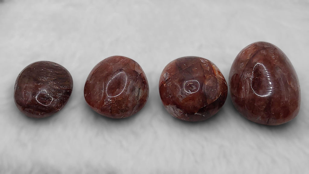 Fire Quartz Palm Stone: Grounding Hematite & Clear Quartz Crystal