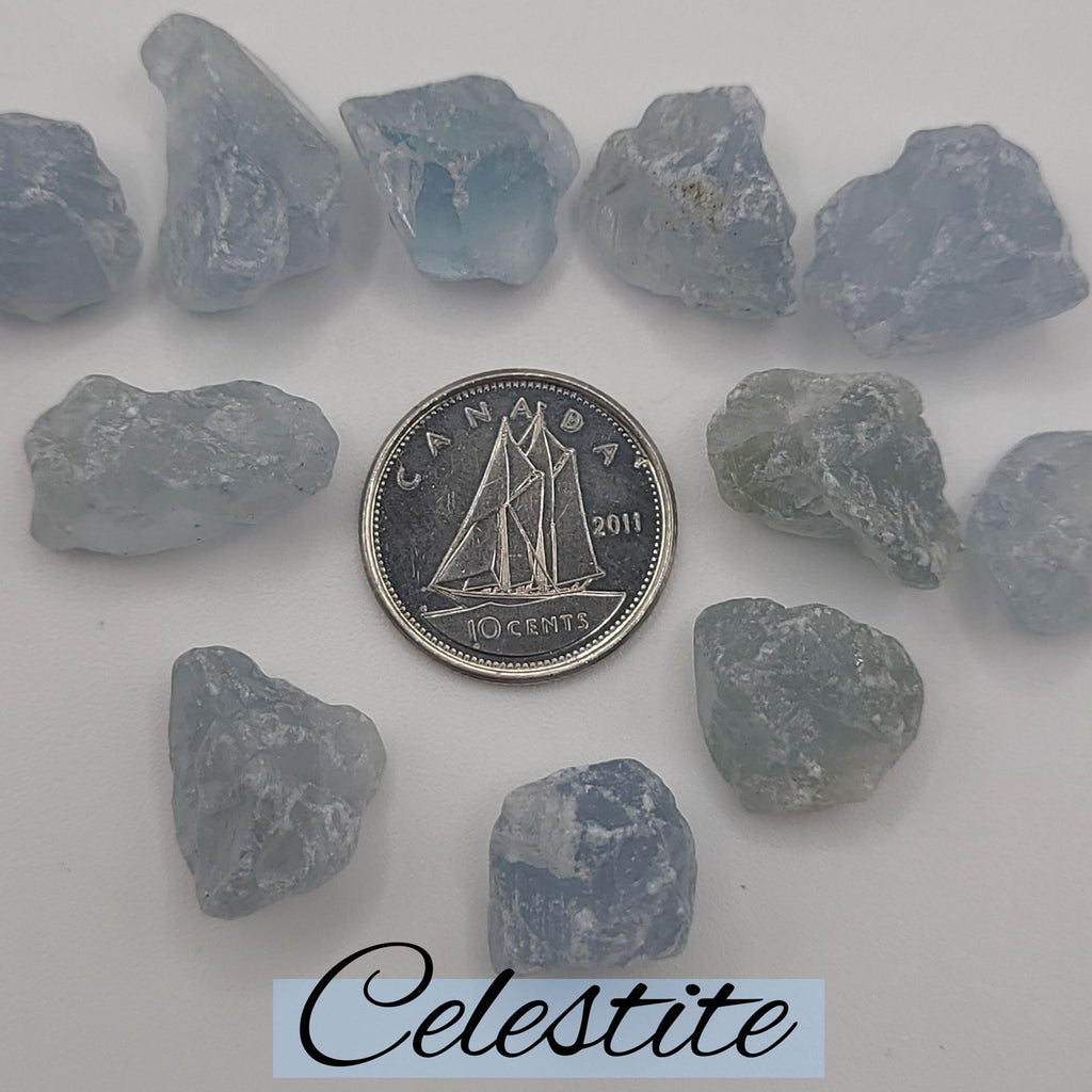 Raw Celestite Chips (in jar)