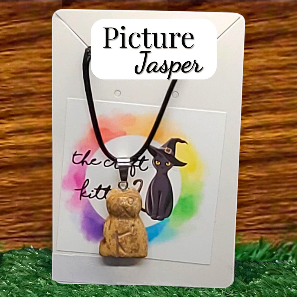 Crystal Cat Necklace: Adjustable Black Cord, Witchy Charm, Cat-lover gift