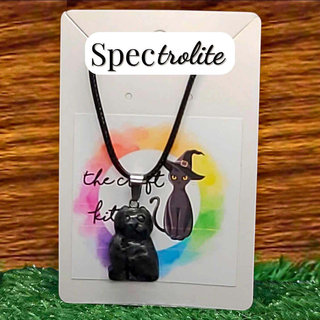 Crystal Cat Necklace: Adjustable Black Cord, Witchy Charm, Cat-lover gift