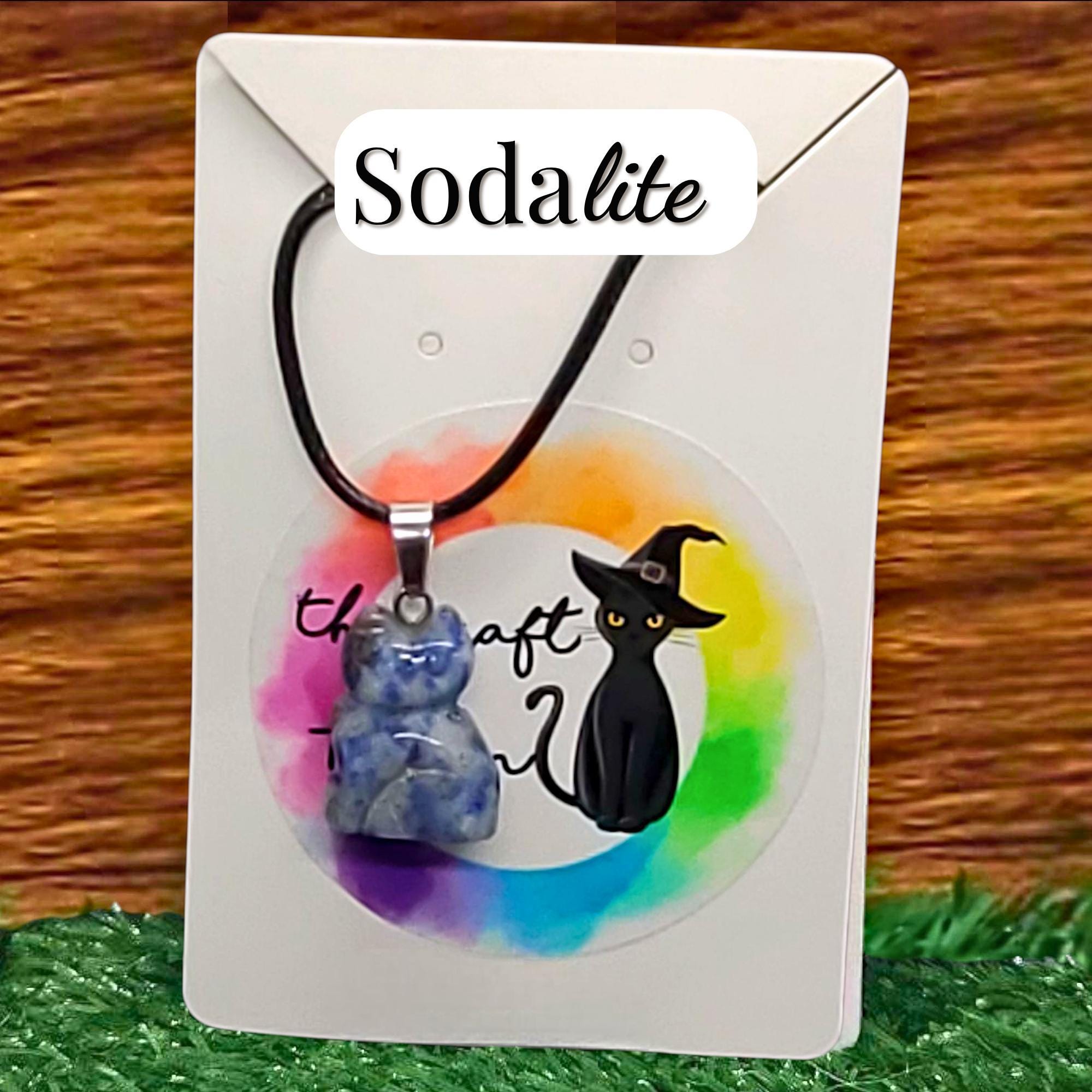 Crystal Cat Necklace: Adjustable Black Cord, Witchy Charm, Cat-lover gift