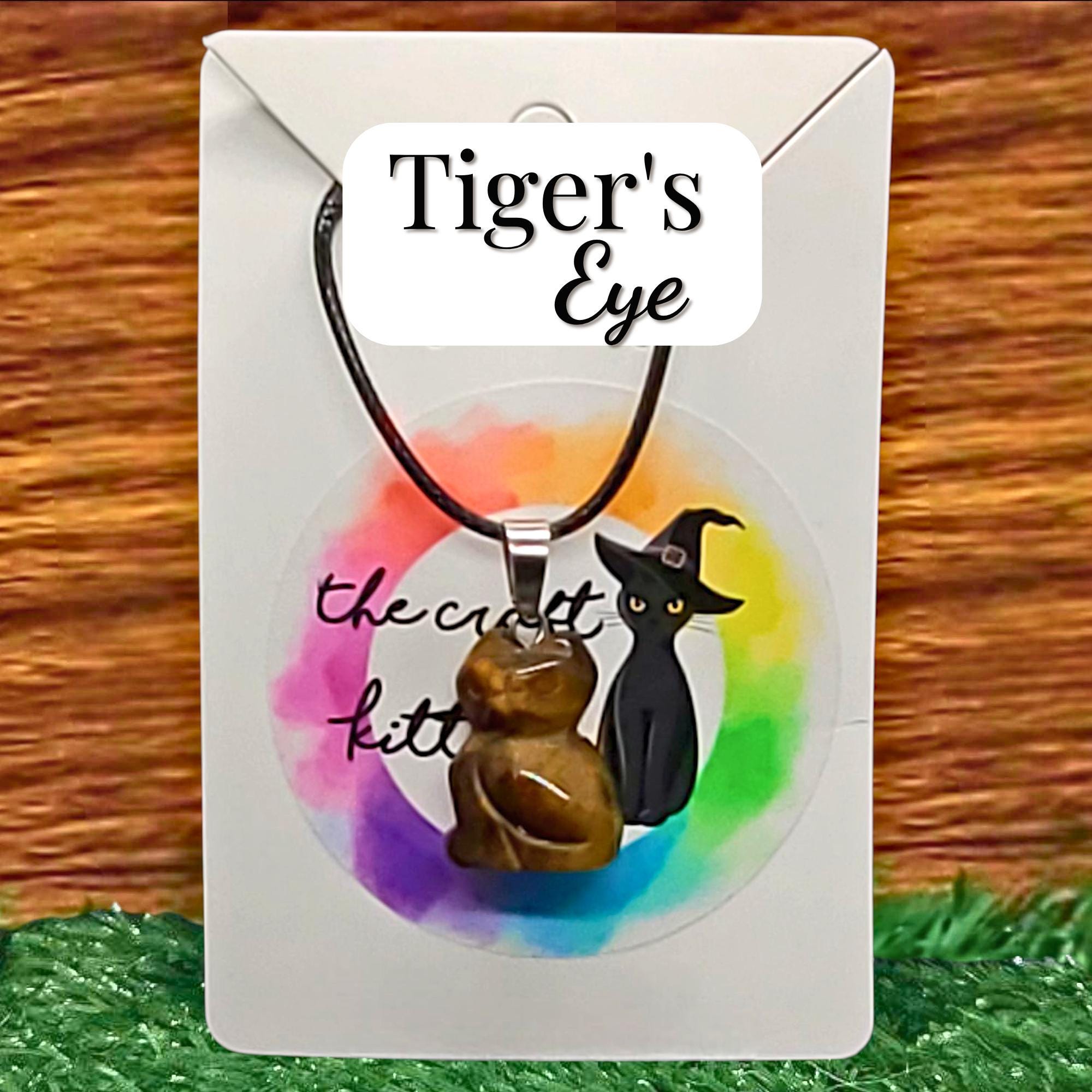 Crystal Cat Necklace: Adjustable Black Cord, Witchy Charm, Cat-lover gift