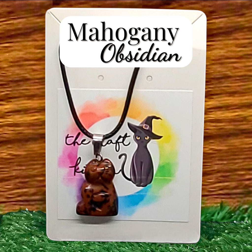 Crystal Cat Necklace: Adjustable Black Cord, Witchy Charm, Cat-lover gift