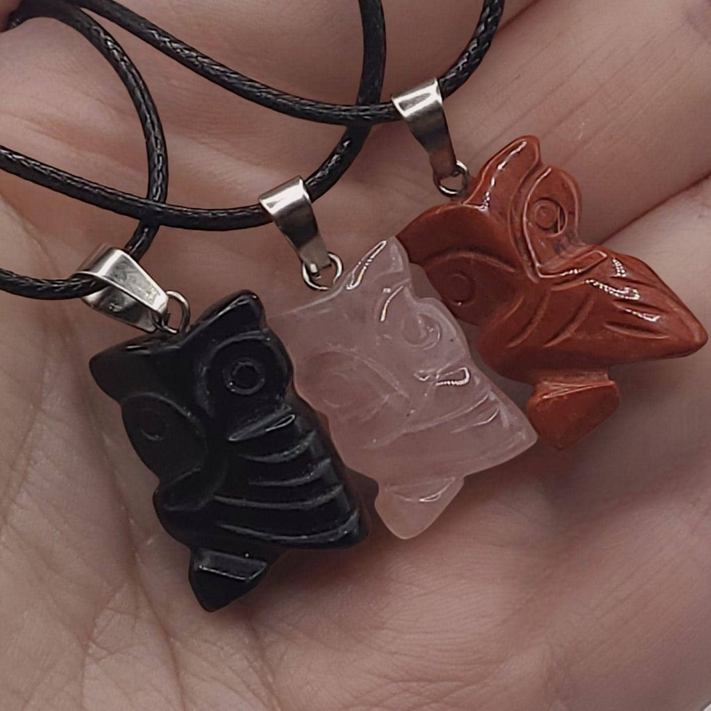 Crystal Owl Necklace: Whimsical Pendant on Adjustable Black Cord
