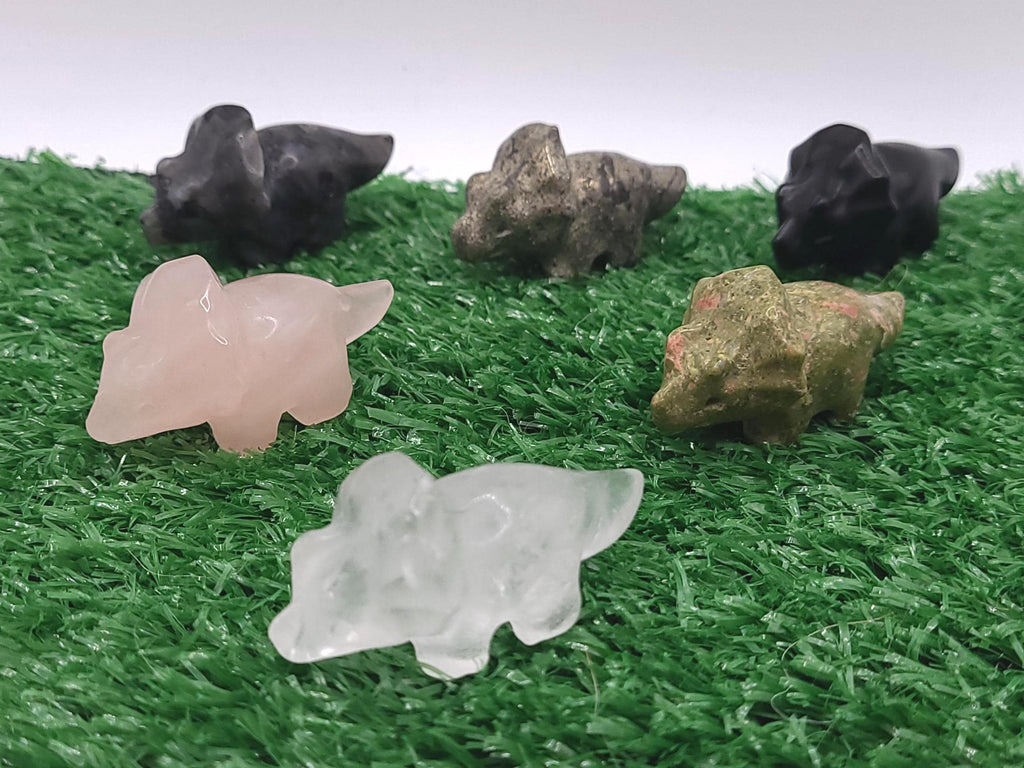 Mini Crystal Triceratops Carving