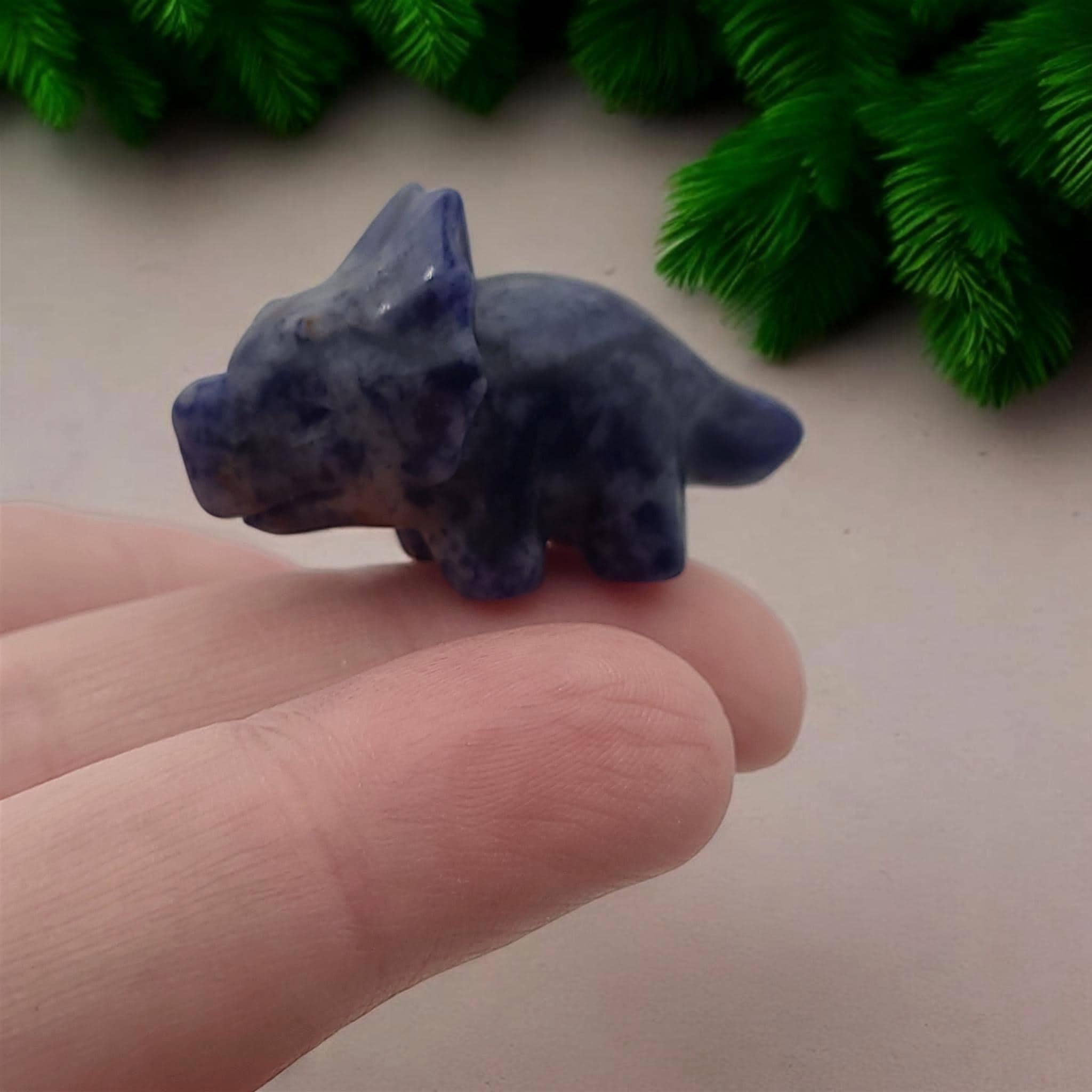 Mini Crystal Triceratops Carving