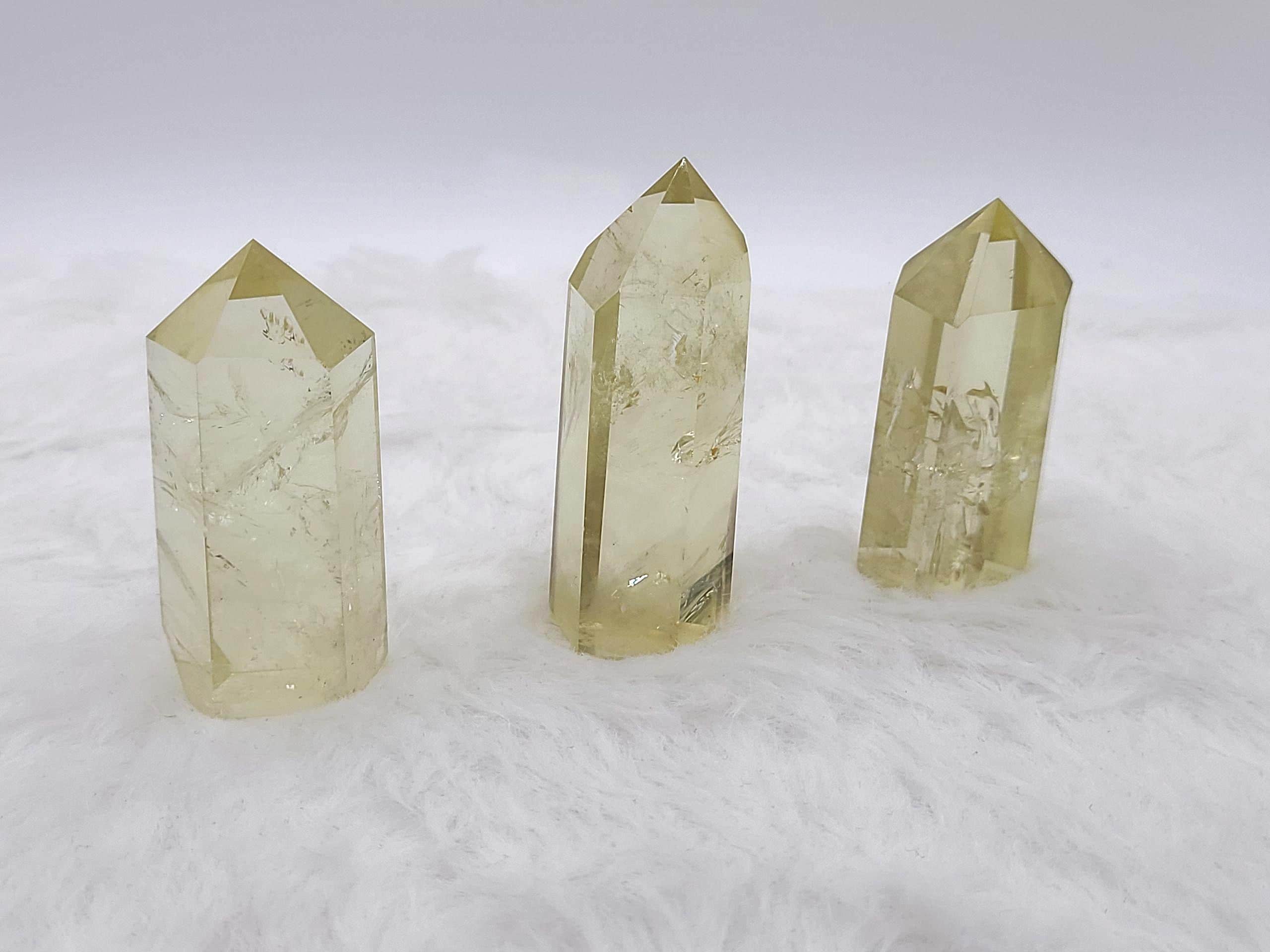 Citrine Tower: Natural Yellow Crystal Point with Rainbow Inclusions