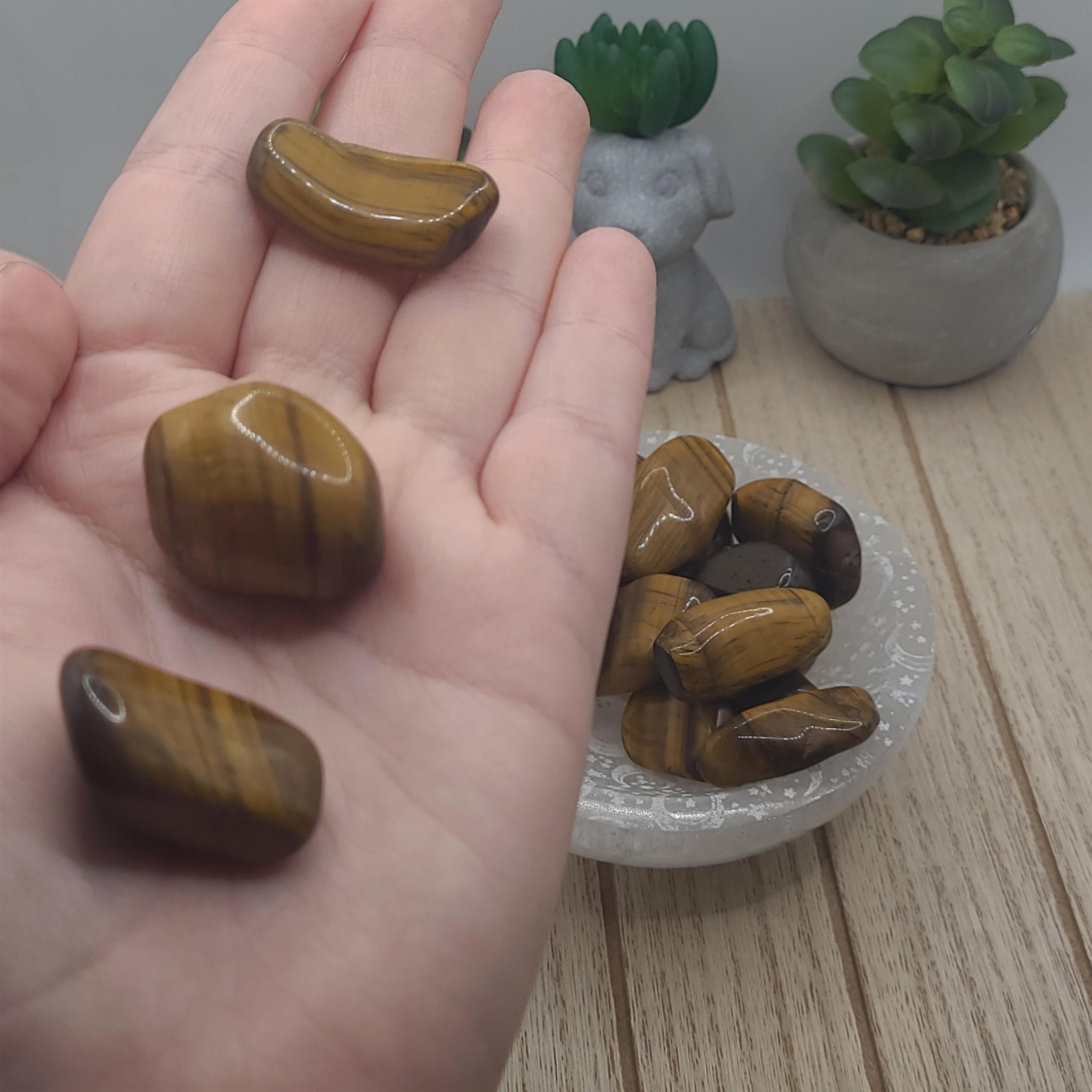 Tigers Eye Tumbled Stones | Confidence, Courage, and Protection Crystal | Meditation Stone