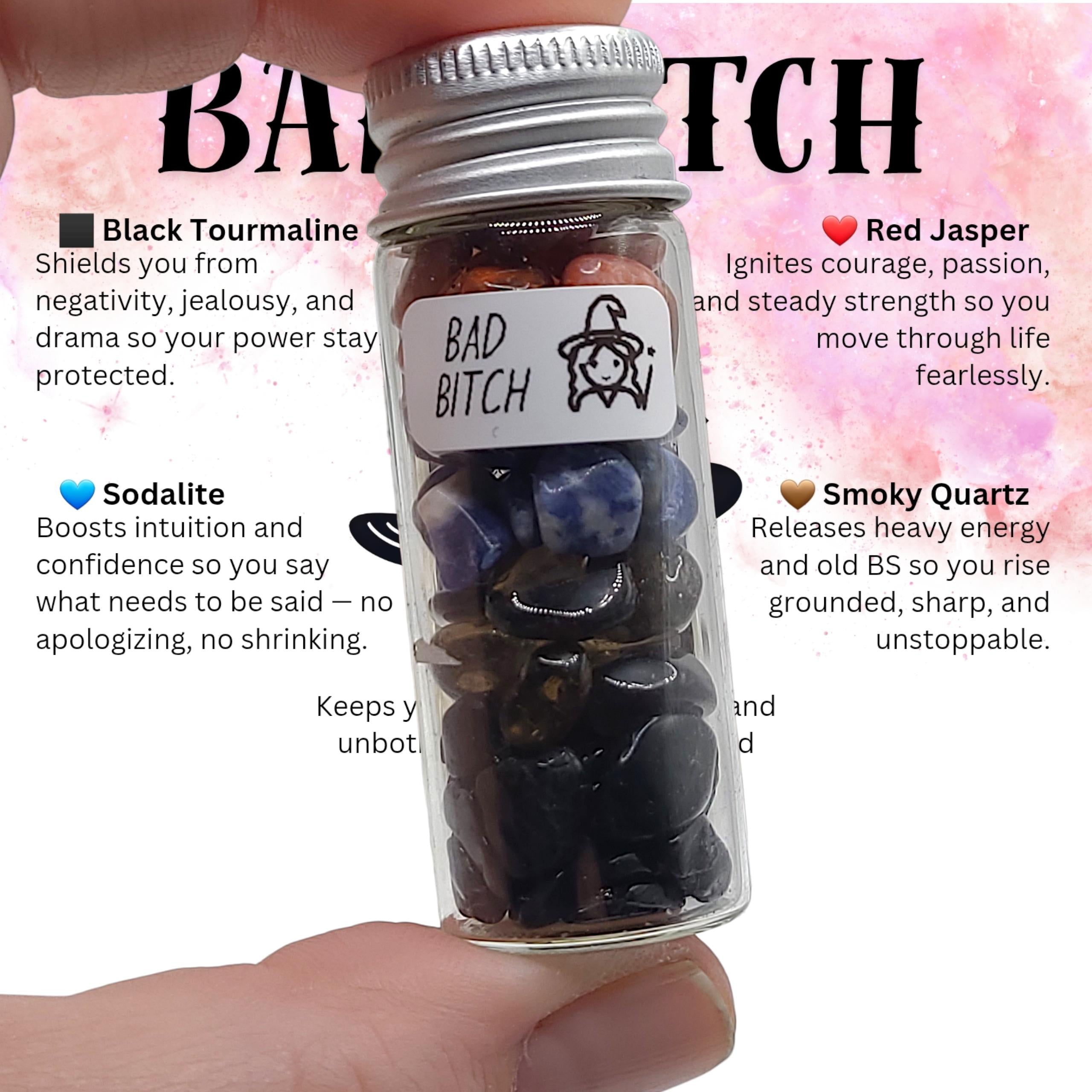 Handmade Intention Bracelet Set  Crystal Chip Jar, Lucky Money, Stress Relief, Bad Bitch vibes