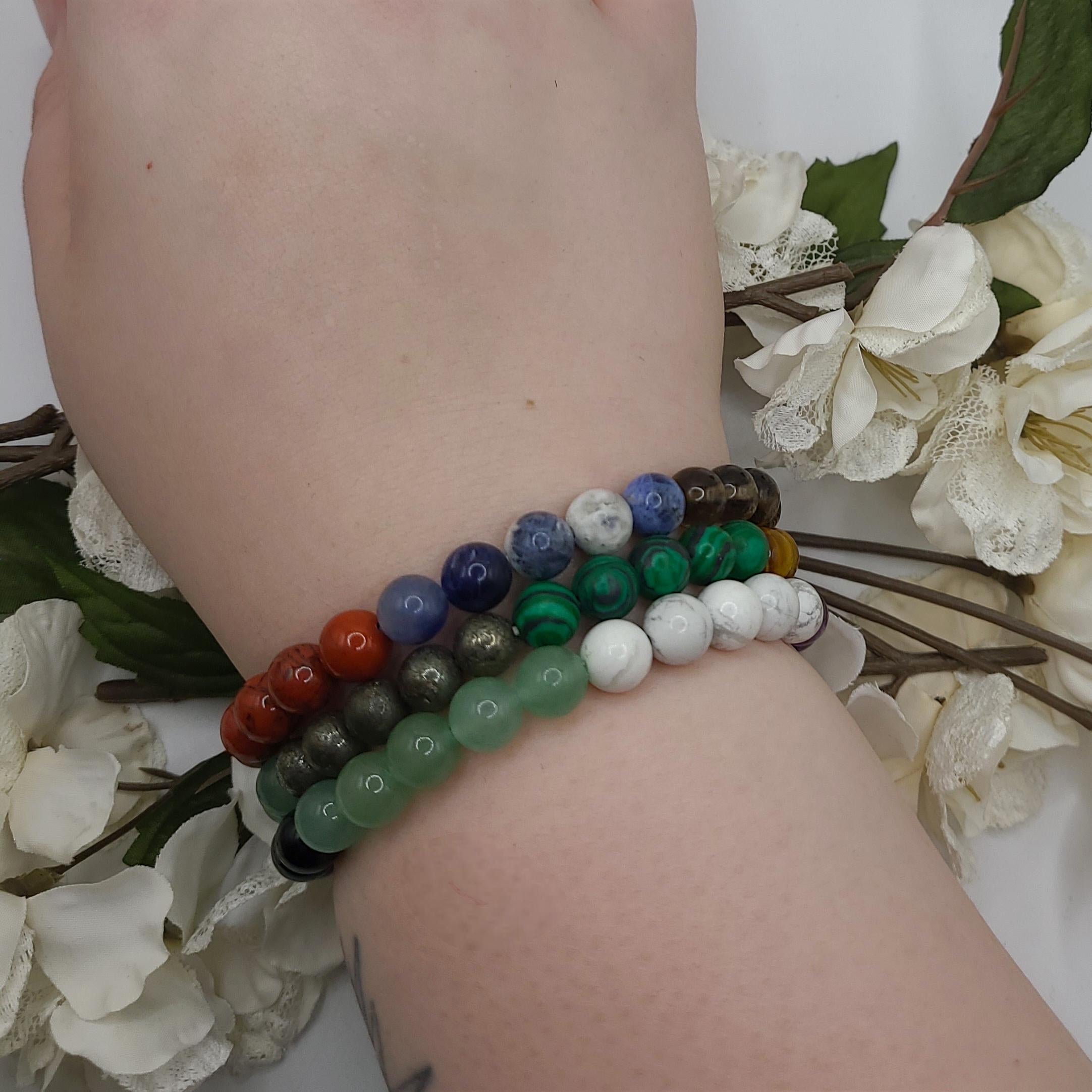 Handmade Intention Bracelet Set  Crystal Chip Jar, Lucky Money, Stress Relief, Bad Bitch vibes
