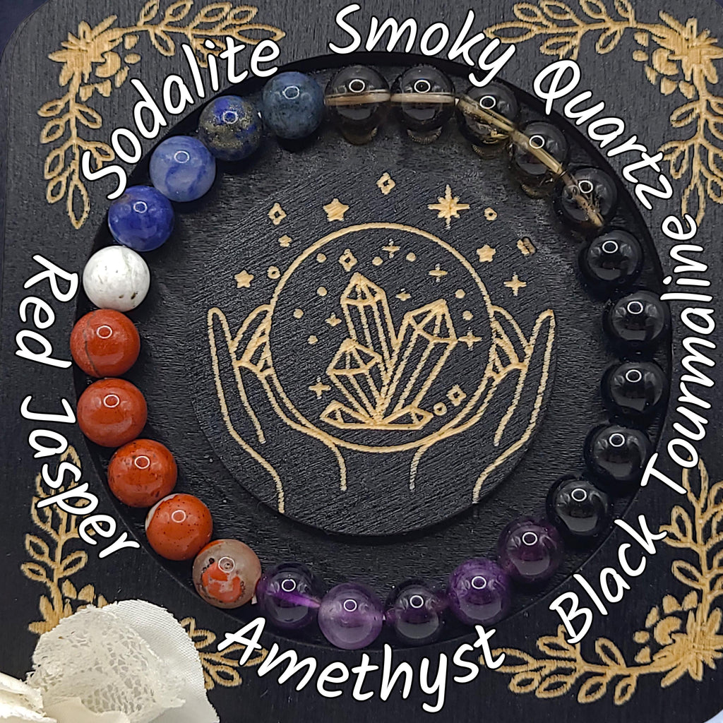Handmade Intention Bracelet Set  Crystal Chip Jar, Lucky Money, Stress Relief, Bad Bitch vibes
