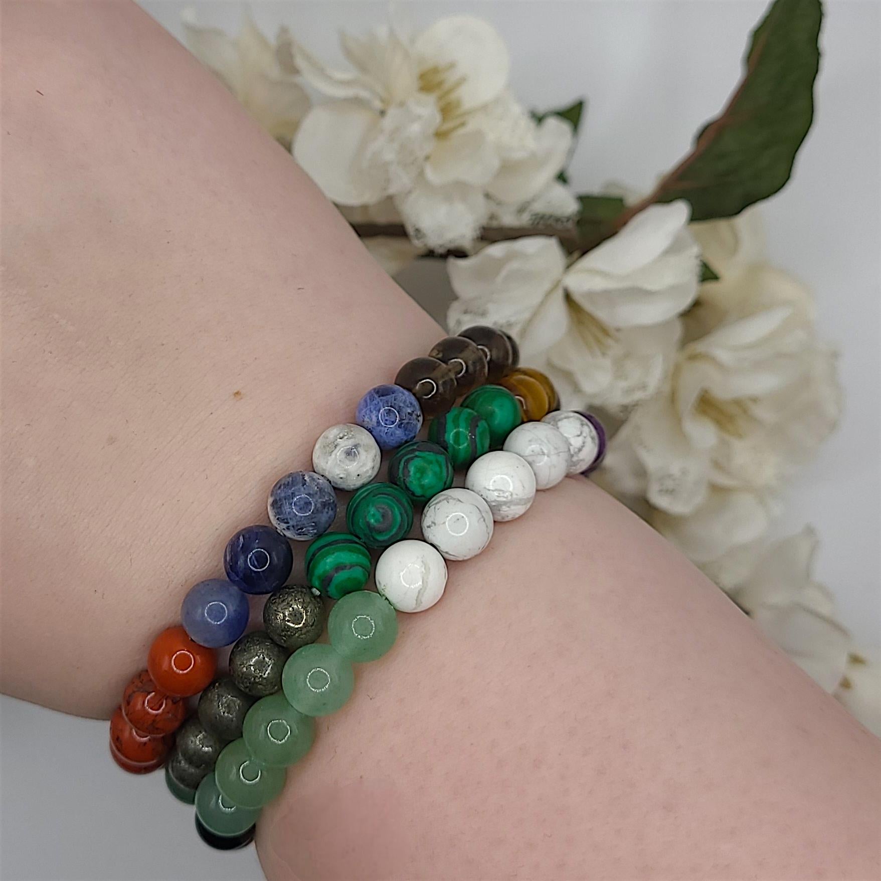Handmade Intention Bracelet Set  Crystal Chip Jar, Lucky Money, Stress Relief, Bad Bitch vibes