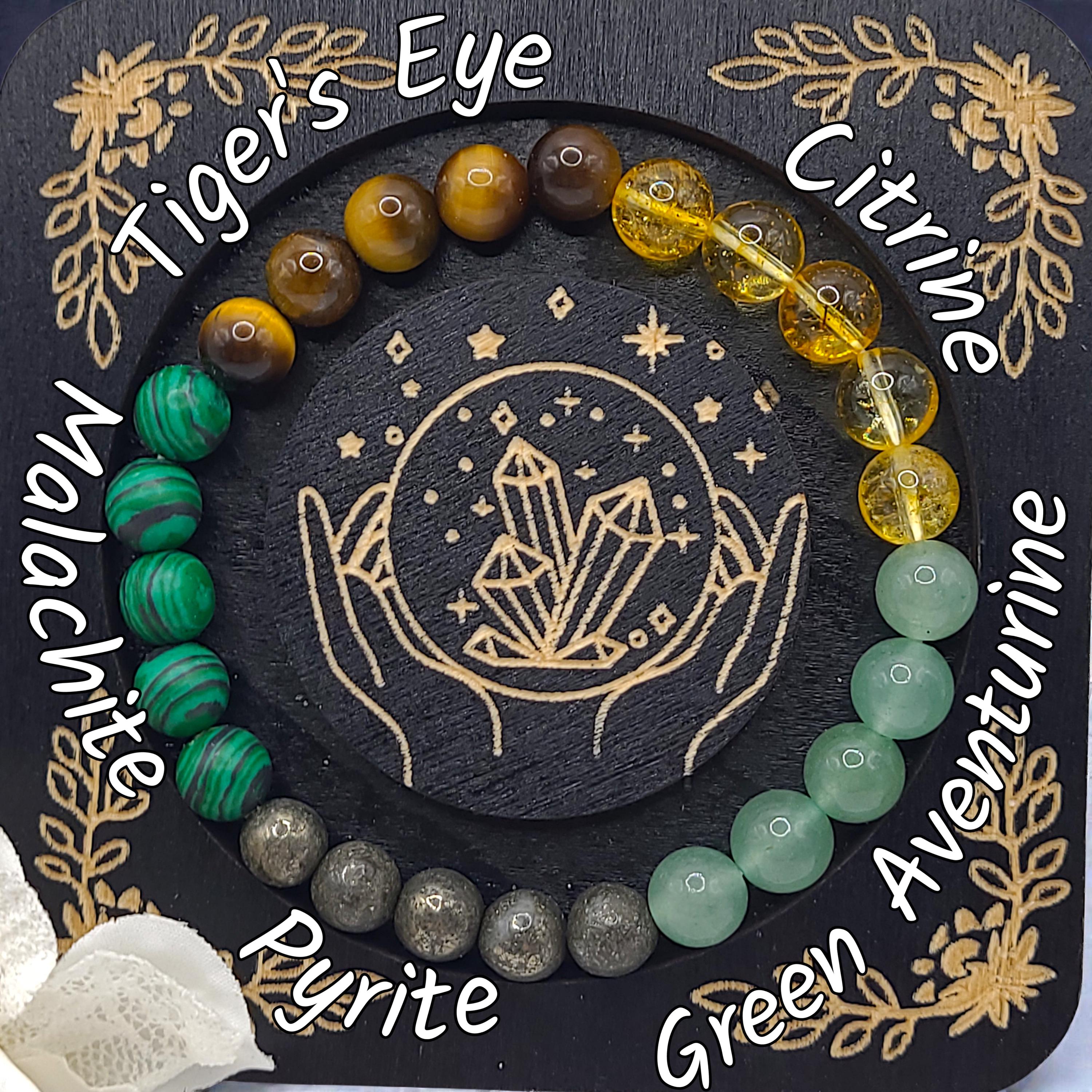 Handmade Intention Bracelet Set  Crystal Chip Jar, Lucky Money, Stress Relief, Bad Bitch vibes