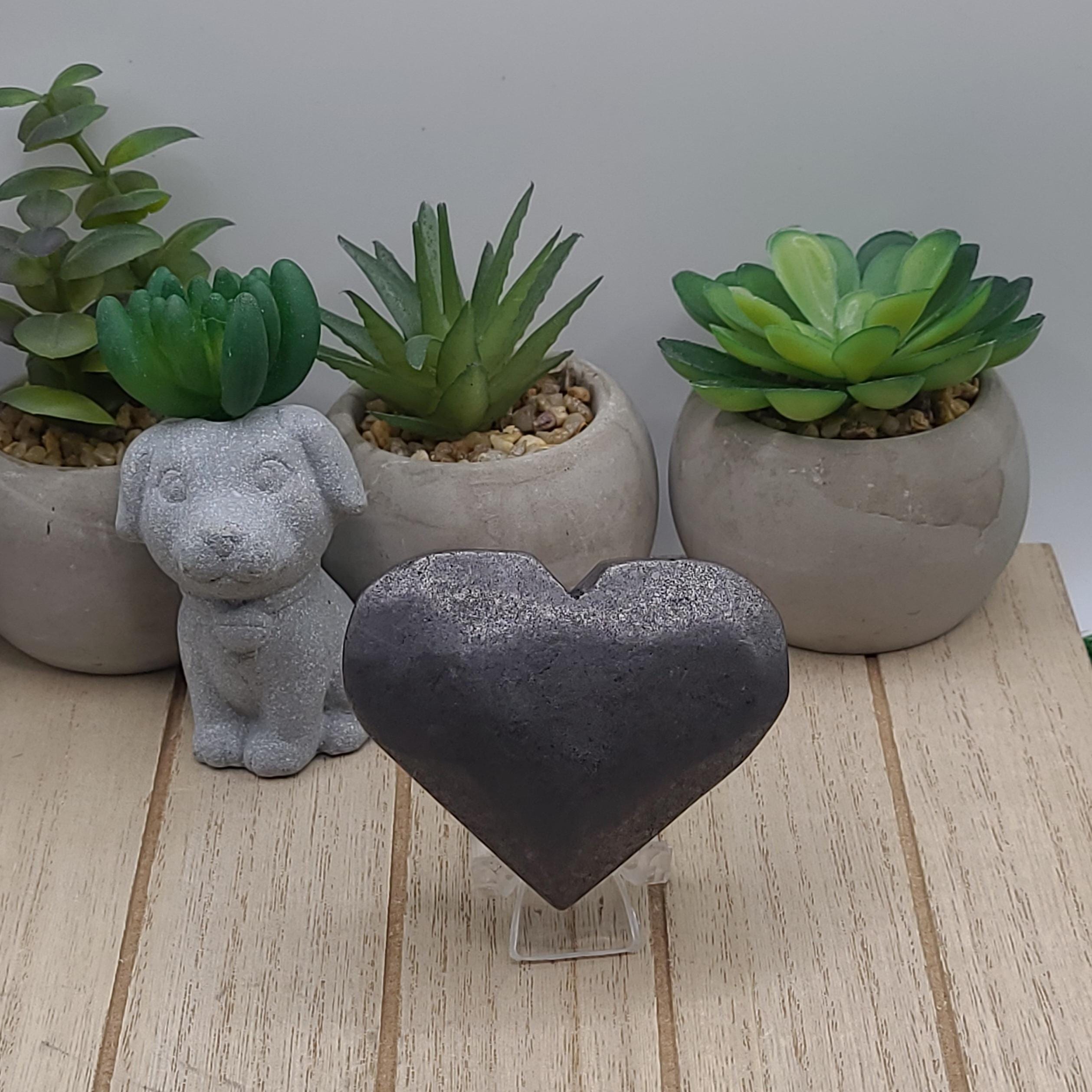 Polished Shungite Heart Crystal  Protection, Grounding, Cleansing Stone