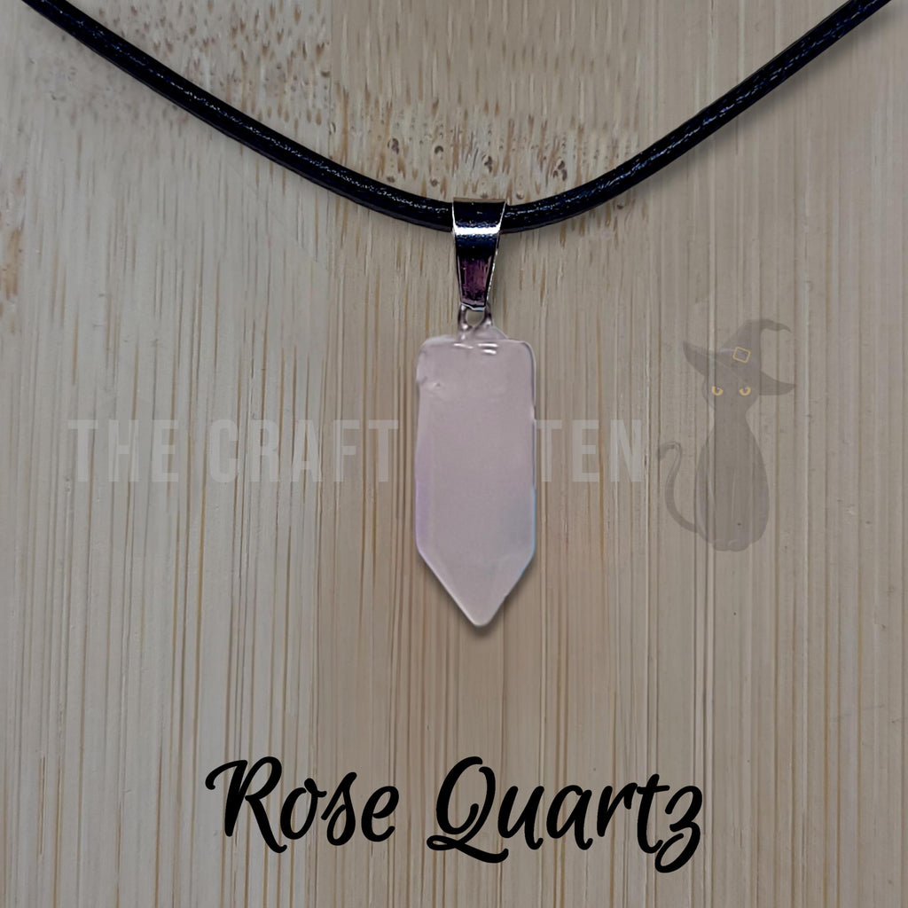 Crystal Point Necklaces ~ Energy Healing Pendant Strung on Black Necklace Cord
