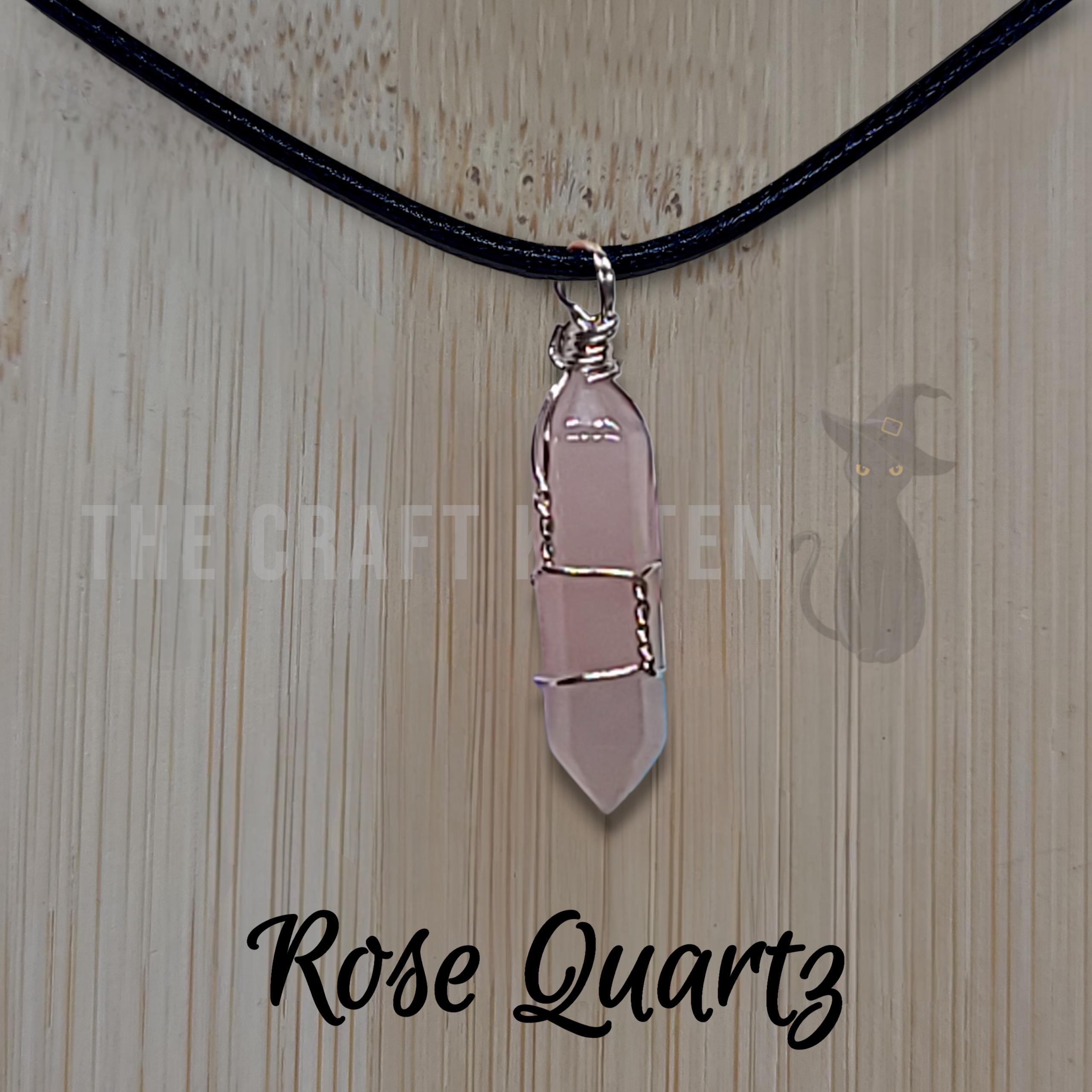 Crystal Point Necklaces ~ Energy Healing Pendant Strung on Black Necklace Cord