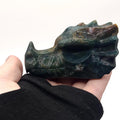 Ocean Jasper Dragon Skull Carving  Orbicular Crystal Collector Piece  Gothic Home Décor