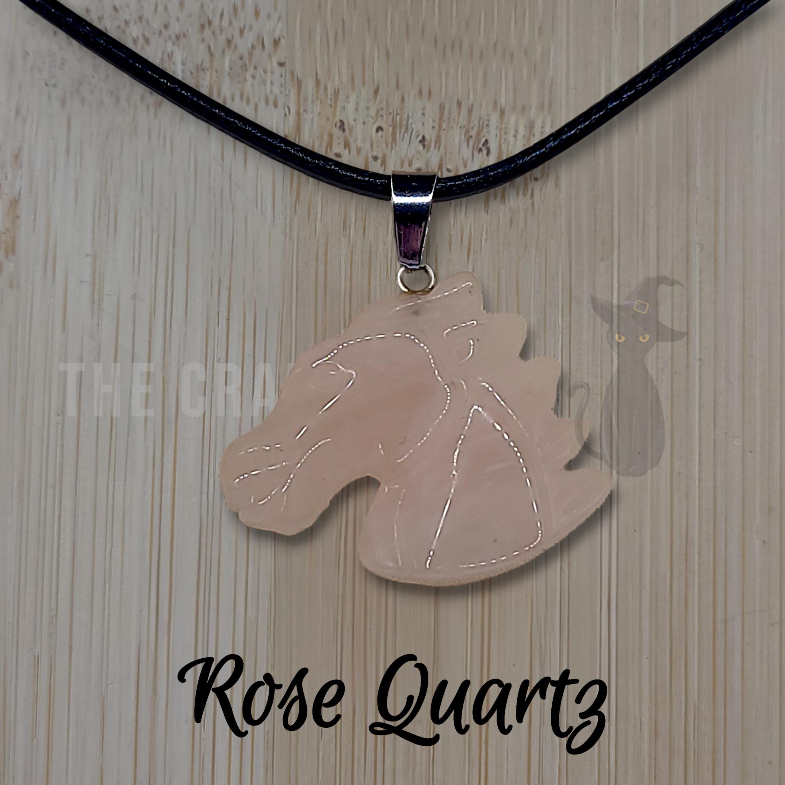 Crystal Horse Pendant Necklace: Black Cord, Gemstone Charm