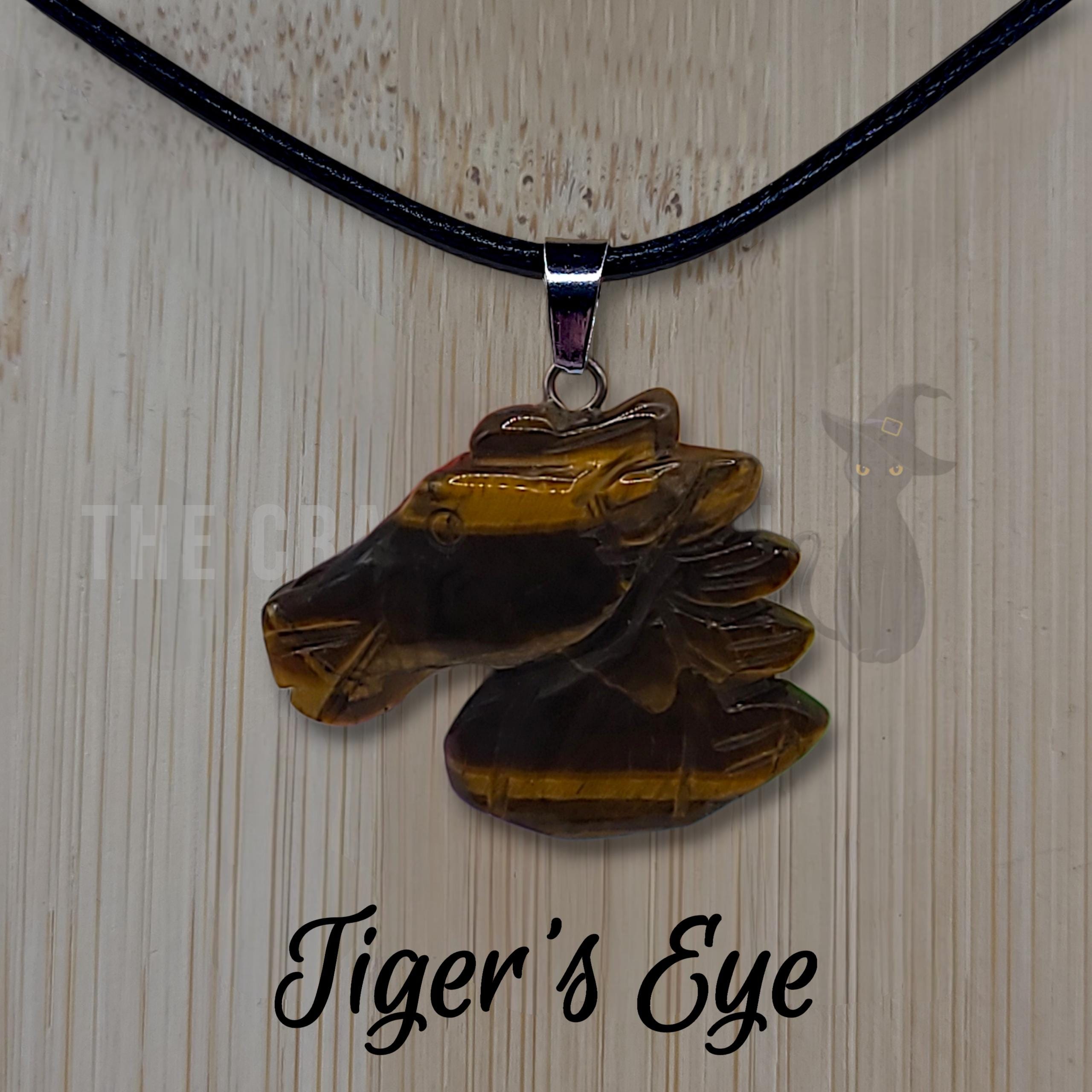 Crystal Horse Pendant Necklace: Black Cord, Gemstone Charm
