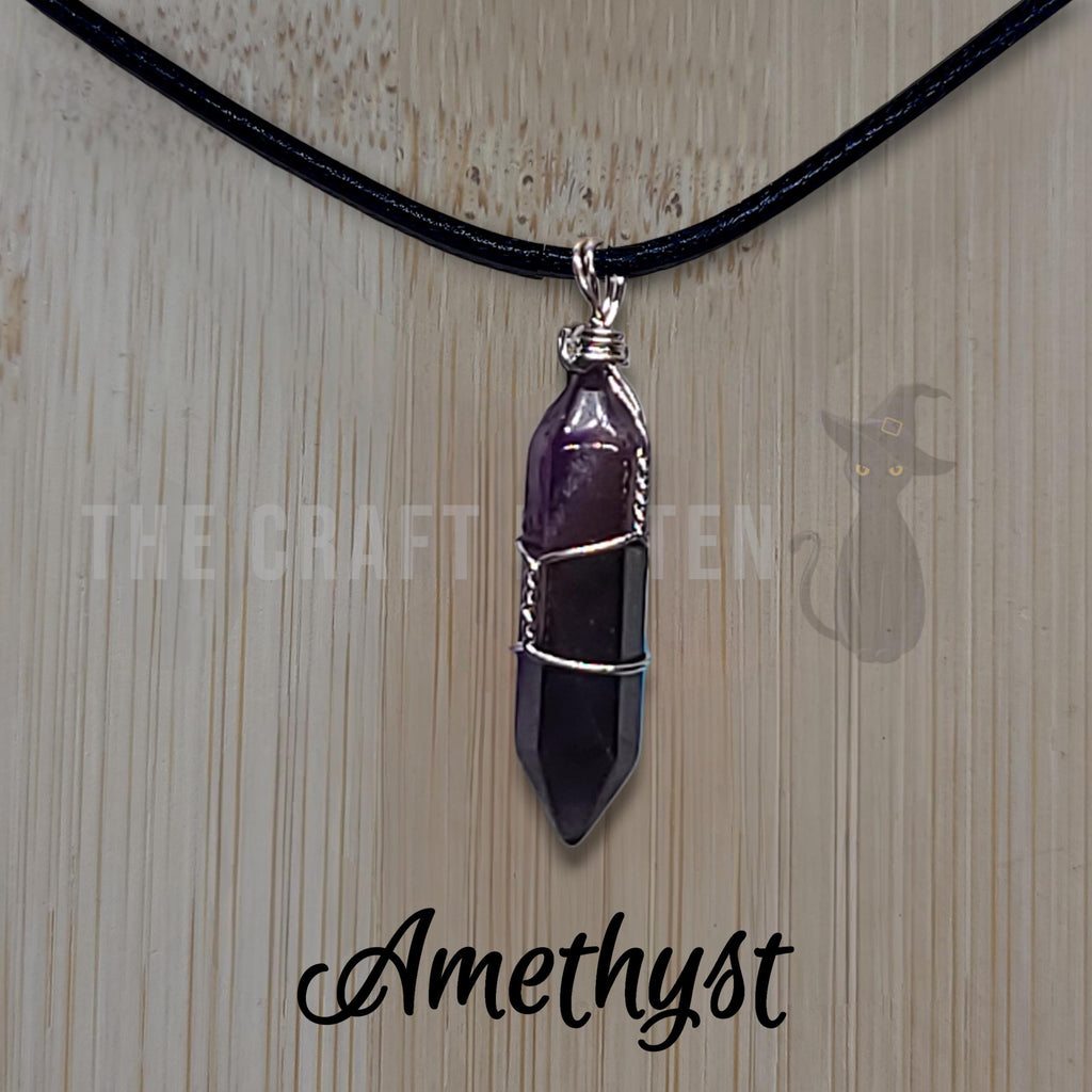Crystal Point Necklaces ~ Energy Healing Pendant Strung on Black Necklace Cord
