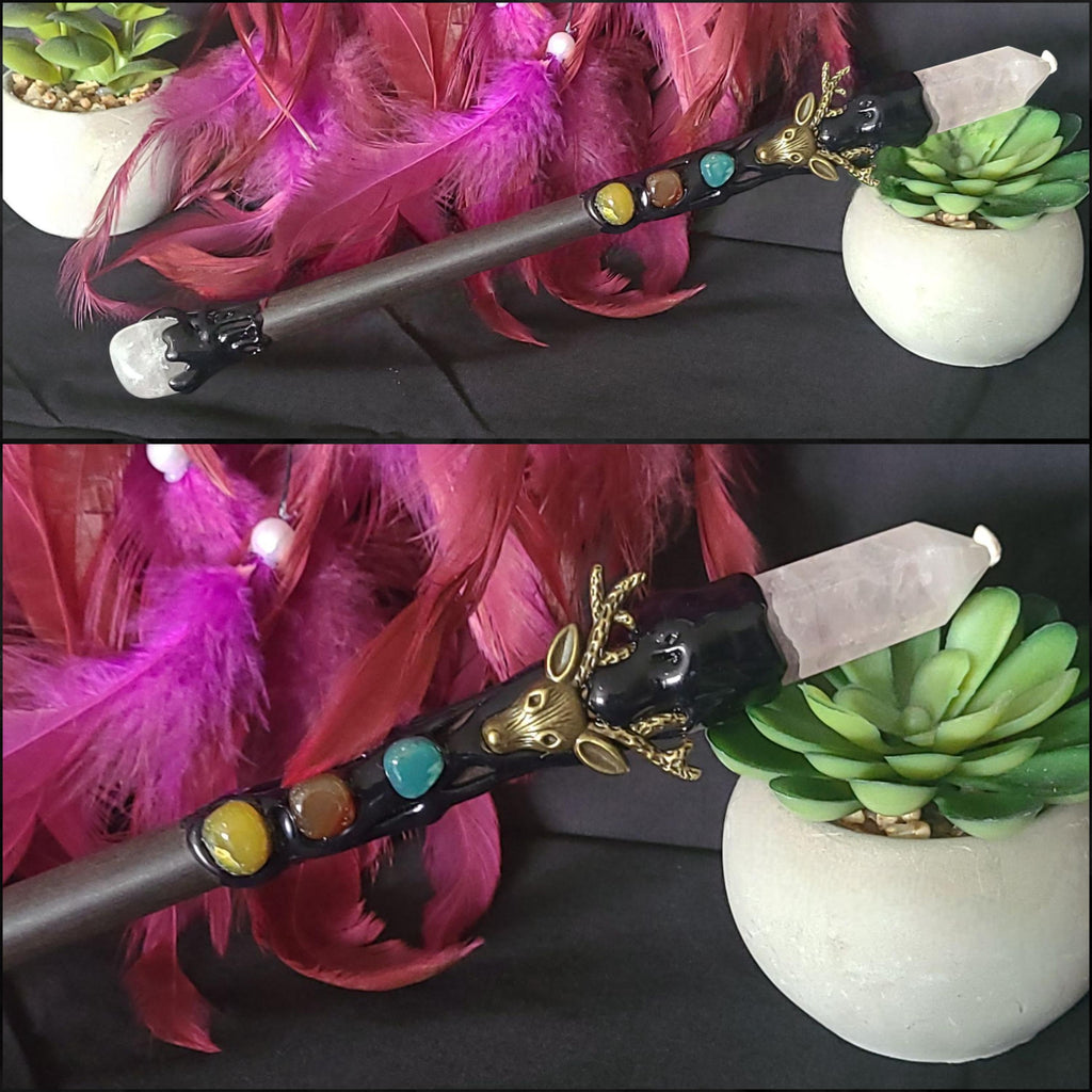 Baguette de cristal : quartz rose, outil d'autel de sorcellerie