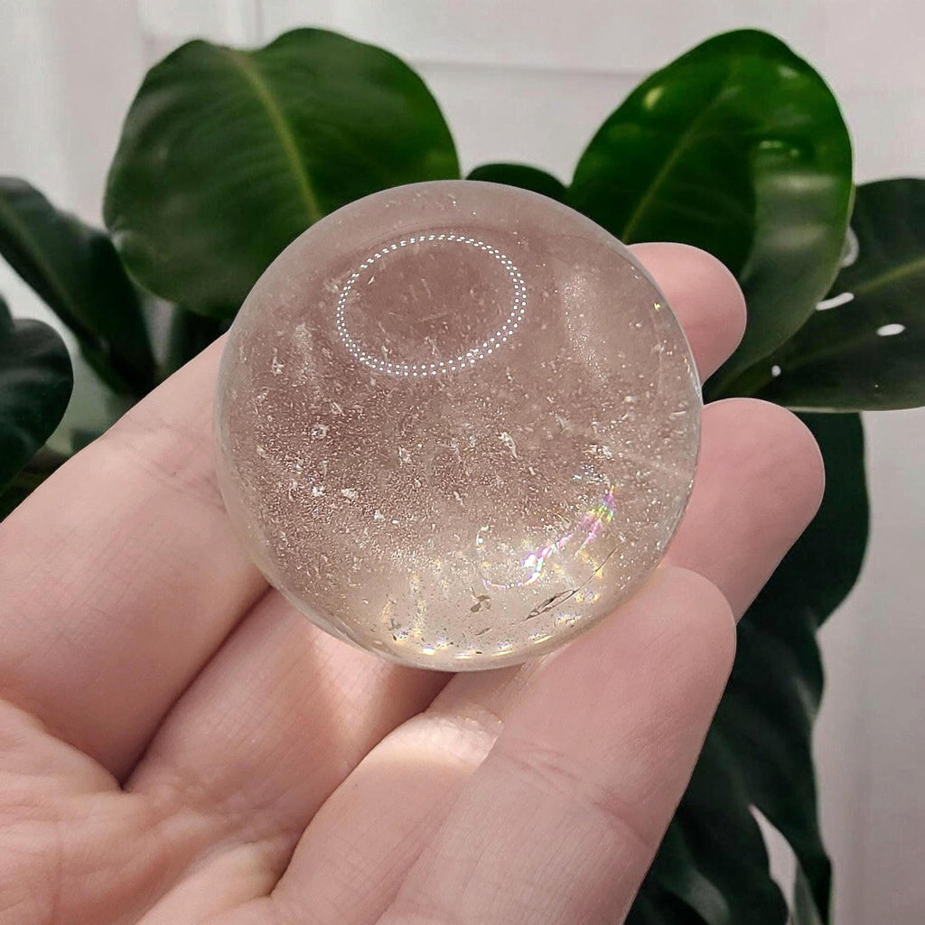 Rainbow Flash Clear Quartz Sphere: Polished Crystal Ball, Energy Amplifier
