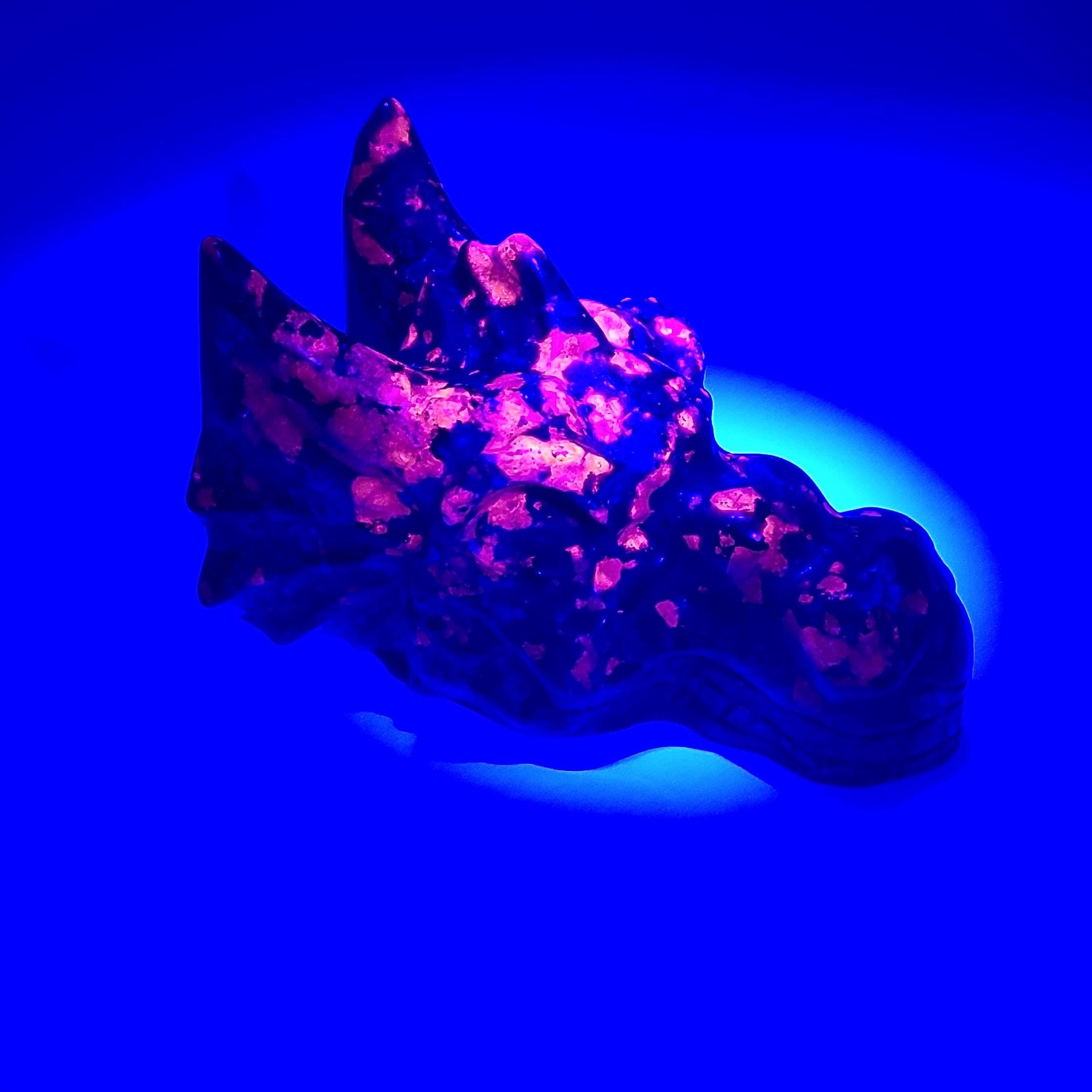 Yooperlite Dragon Skull: UV reactive Crystal, Witchy Decor