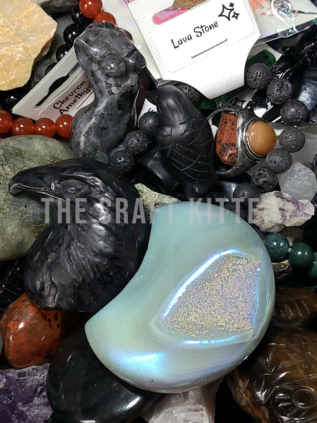 Confettis de sorcière en cristal : Chaudron, Citrouille ou Sac mystère. Cristaux et bijoux mystères.