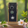 Collier Soleil Cristal sur Cordon Tressé en Simili Cuir, Bijou Pendentif Bohème