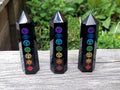 Black Obsidian Chakra Tower: Reiki Healing Crystal Point
