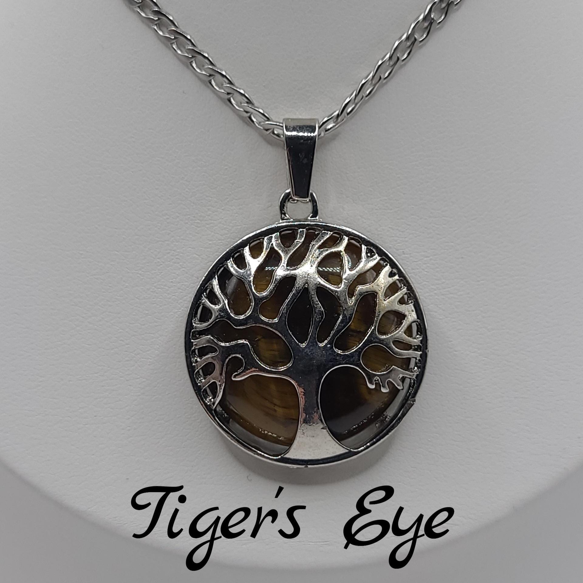 Tree of Life Crystal Necklace: Stainless Steel Chain, handmade in Canada