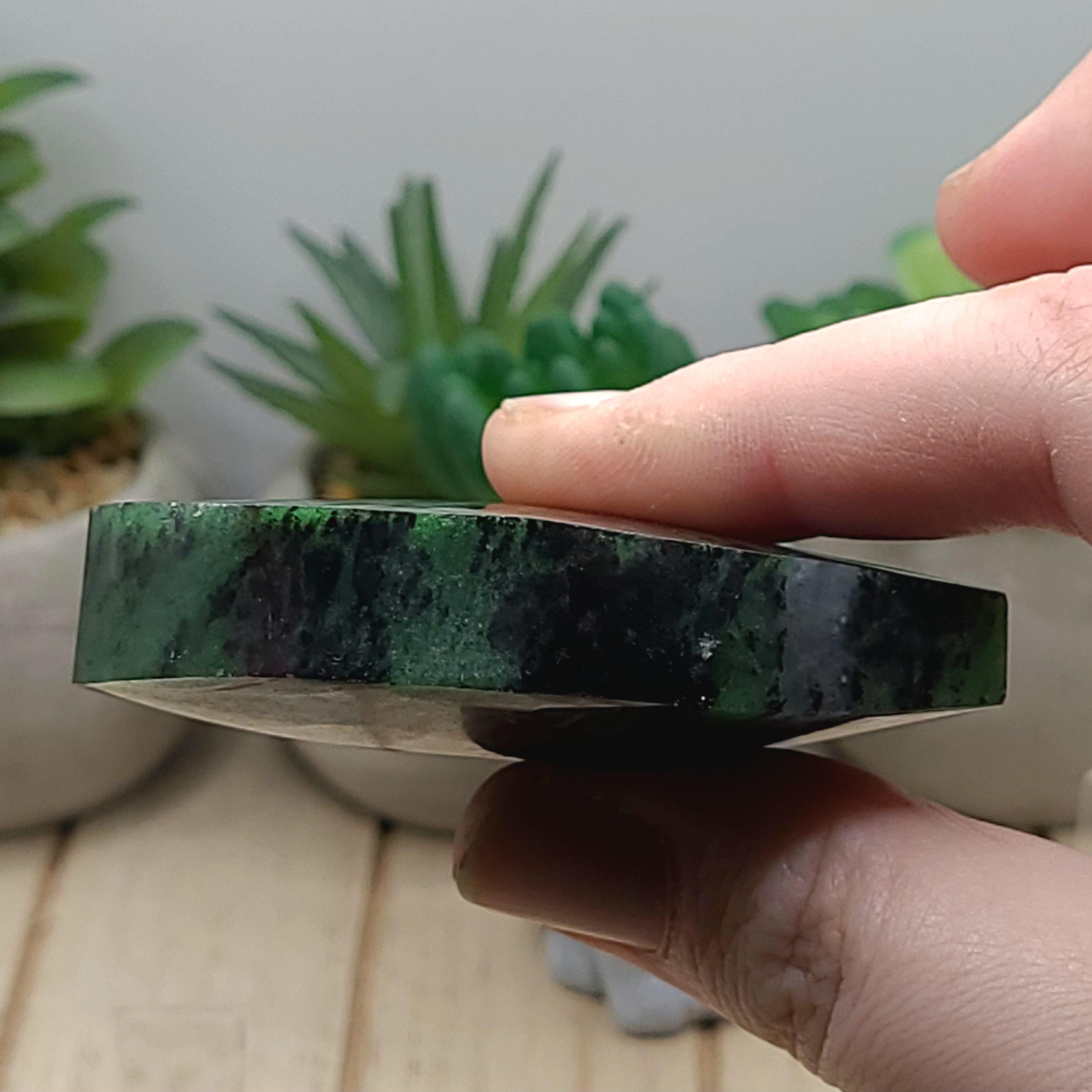 Polished Ruby Zoisite Heart Crystal  Love, Growth, Vitality