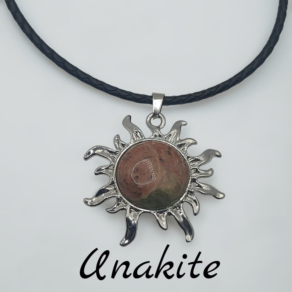 Collier Soleil Cristal sur Cordon Tressé en Simili Cuir, Bijou Pendentif Bohème