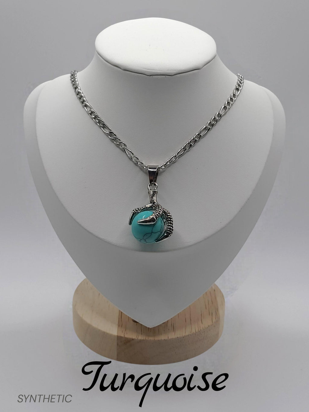 Dragonclaw Charm Necklace - Crystal Ball Necklace - stainless steel chain  Gemstone sphere held by claw
