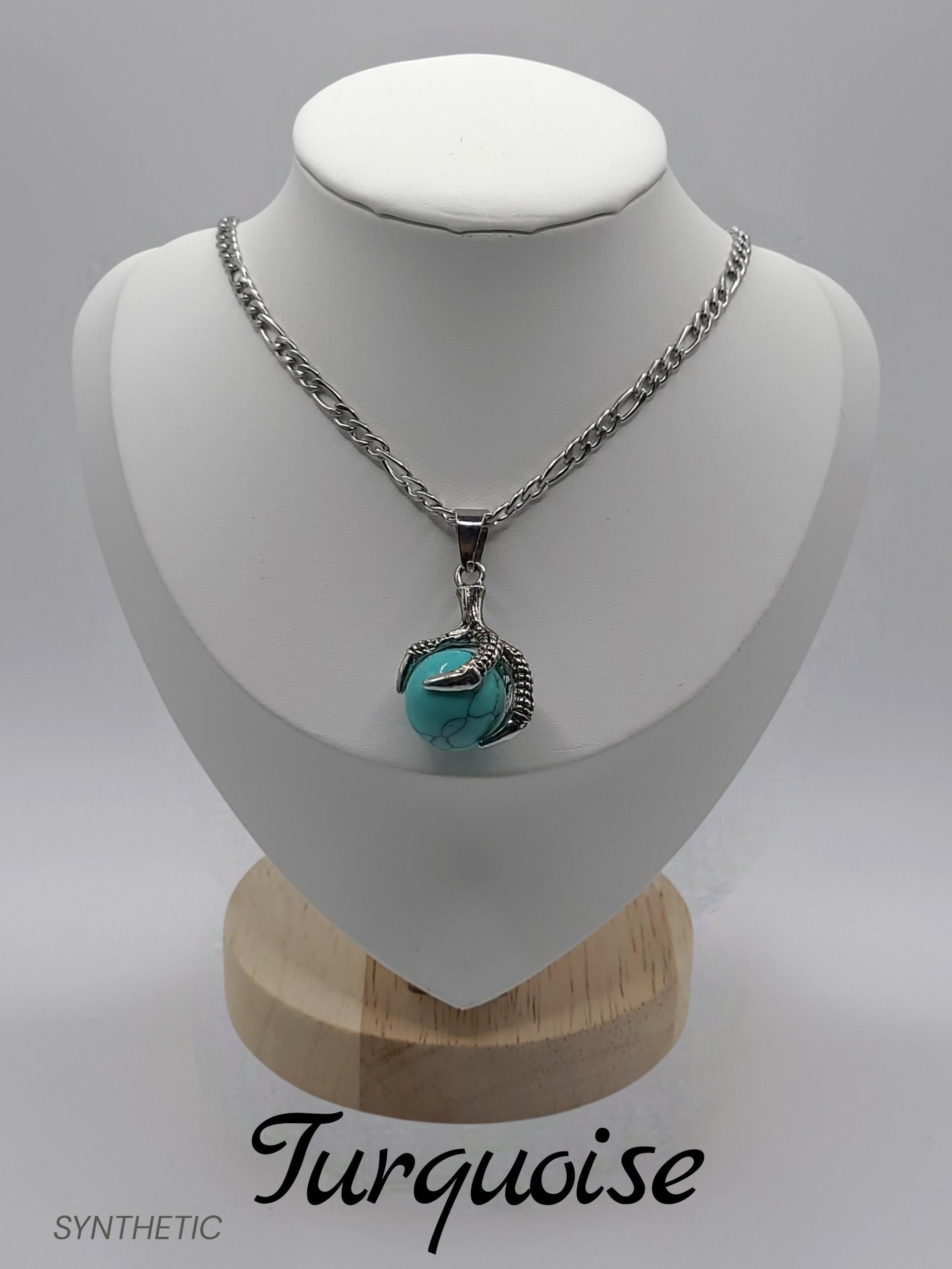 Dragonclaw Charm Necklace - Crystal Ball Necklace - stainless steel chain  Gemstone sphere held by claw