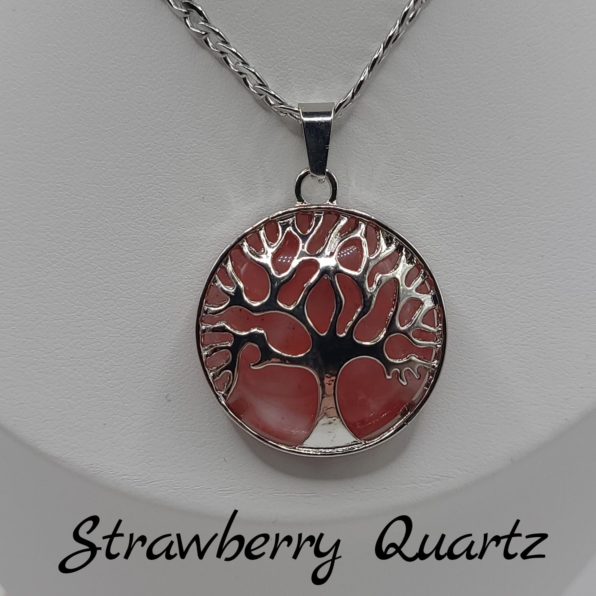 Tree of Life Crystal Necklace: Stainless Steel Chain, handmade in Canada