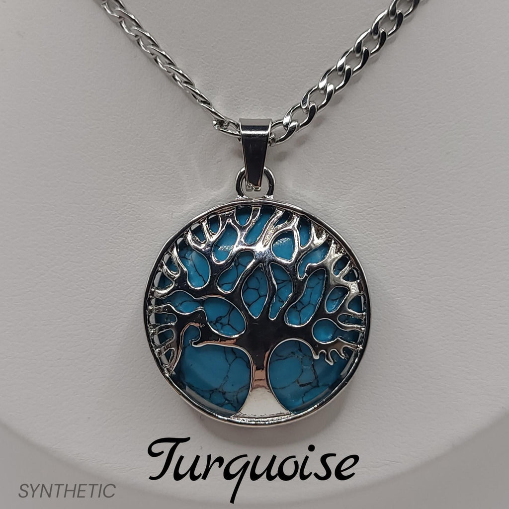 Tree of Life Crystal Necklace: Stainless Steel Chain, handmade in Canada
