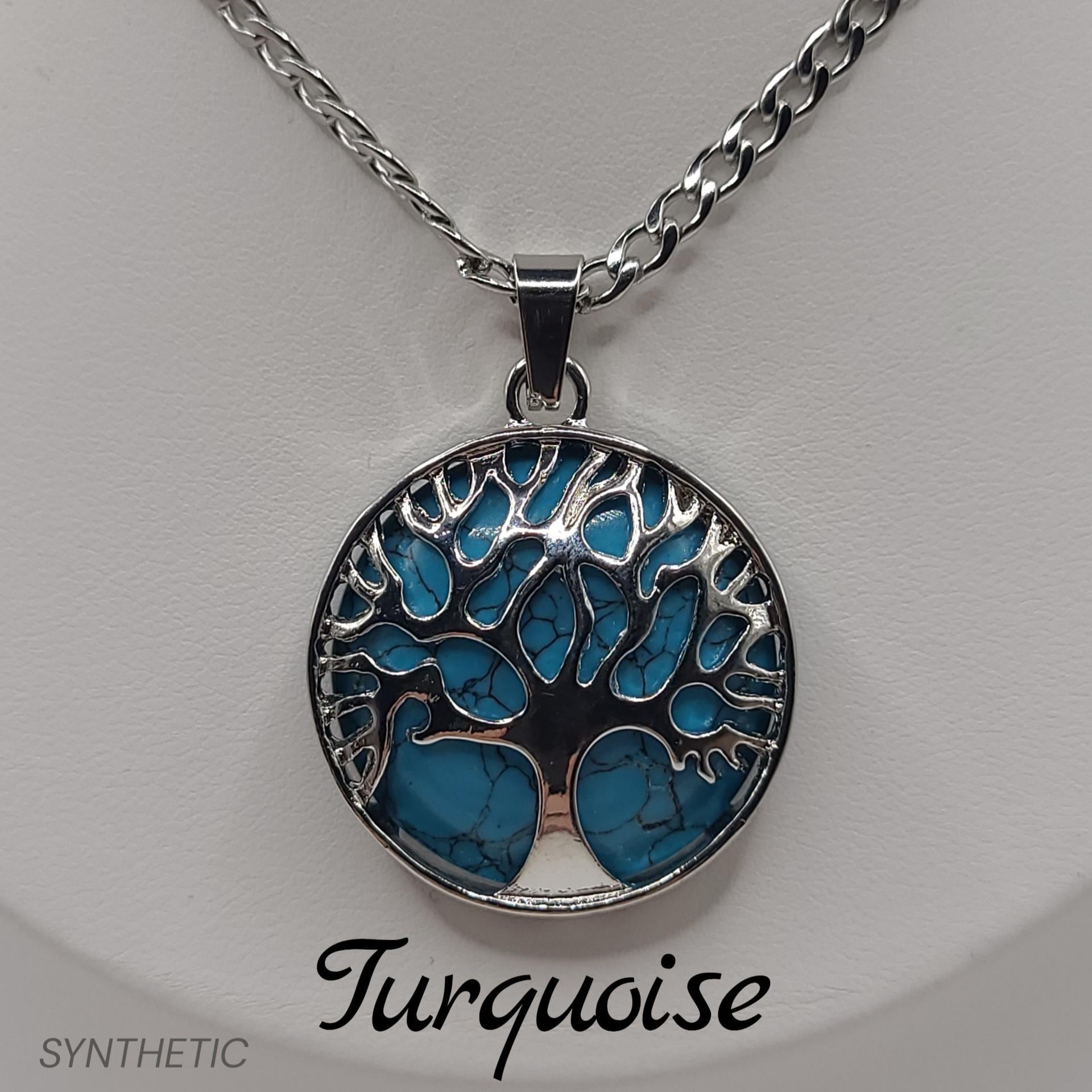 Tree of Life Crystal Necklace: Stainless Steel Chain, handmade in Canada
