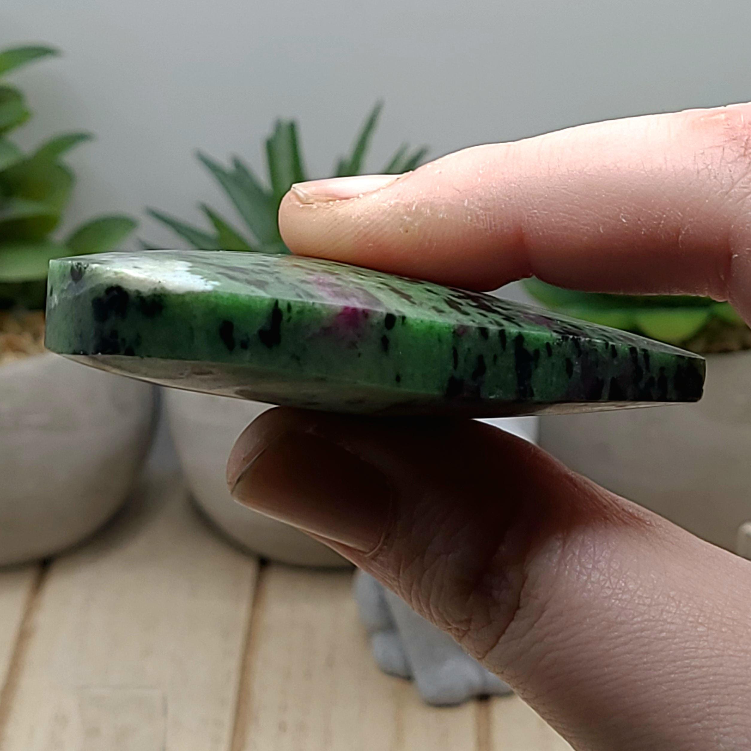 Polished Ruby Zoisite Heart Crystal  Love, Growth, Vitality