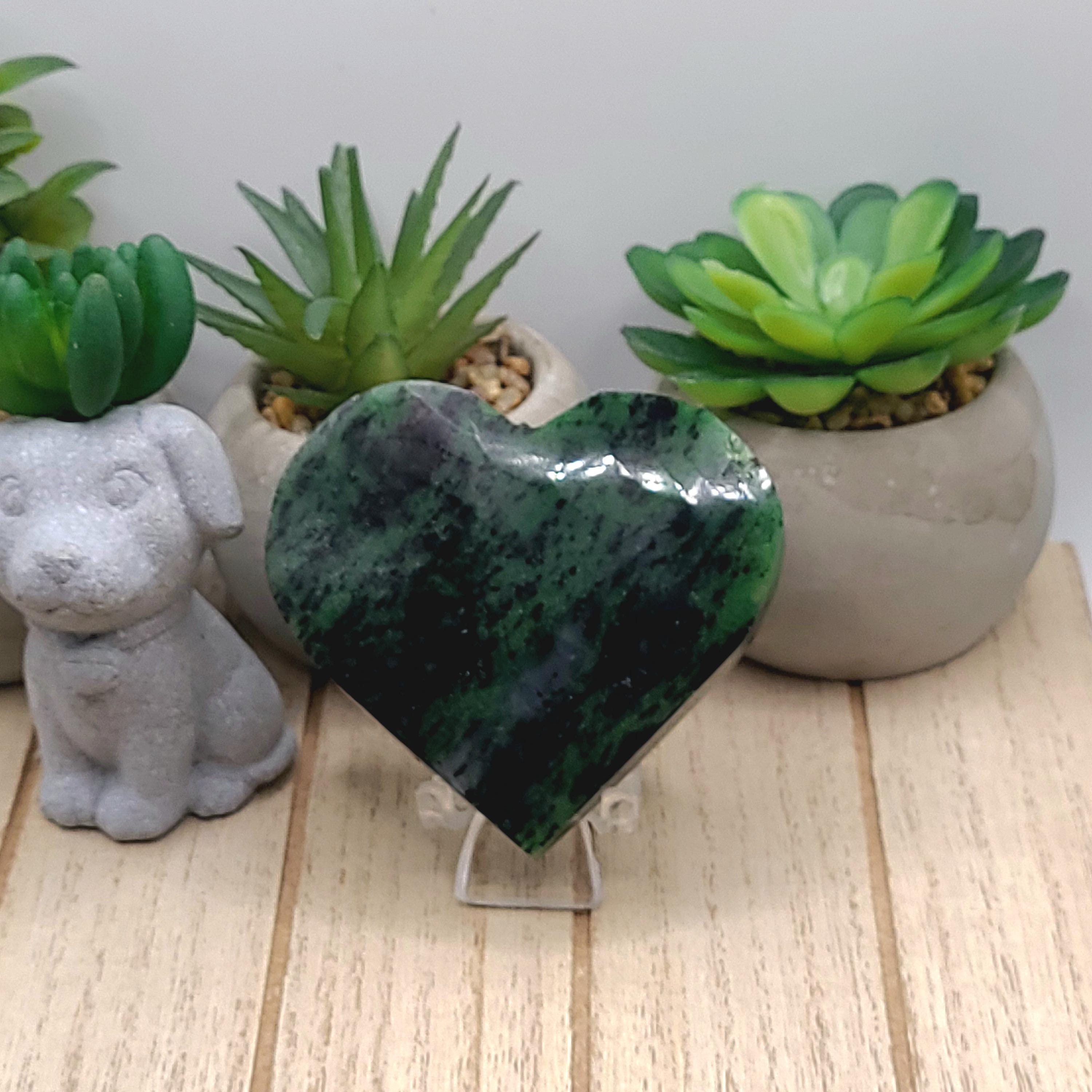 Polished Ruby Zoisite Heart Crystal  Love, Growth, Vitality