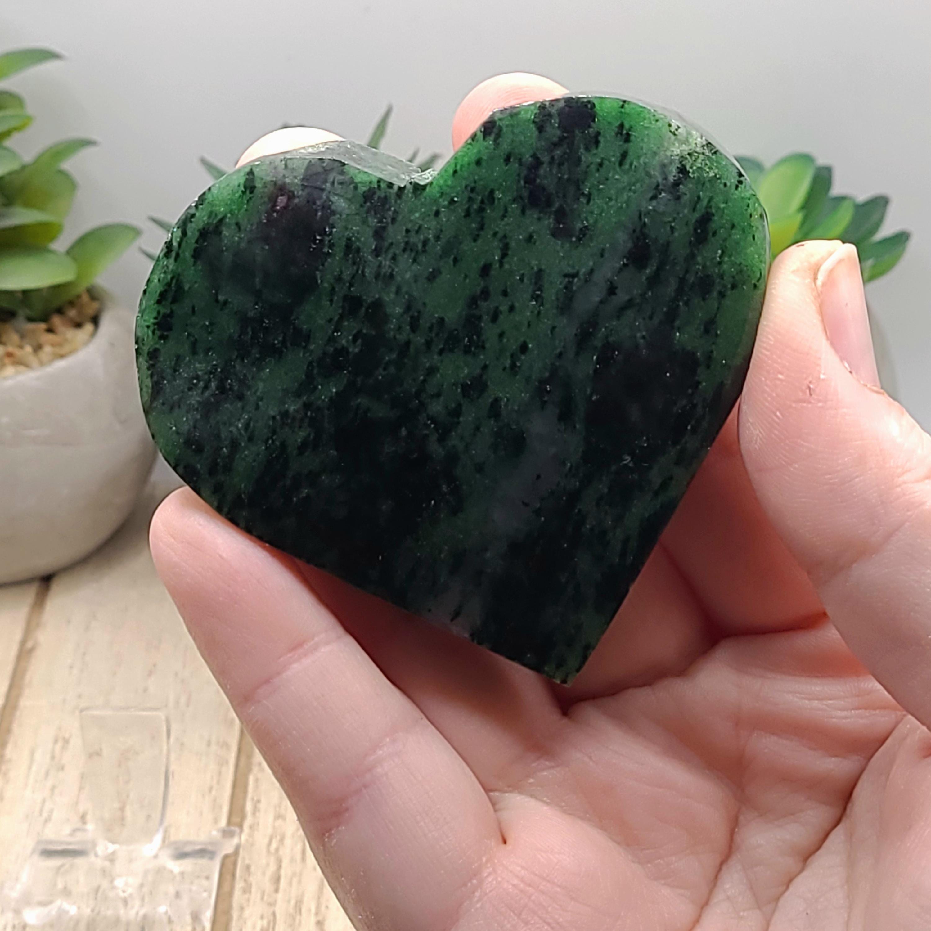 Polished Ruby Zoisite Heart Crystal  Love, Growth, Vitality