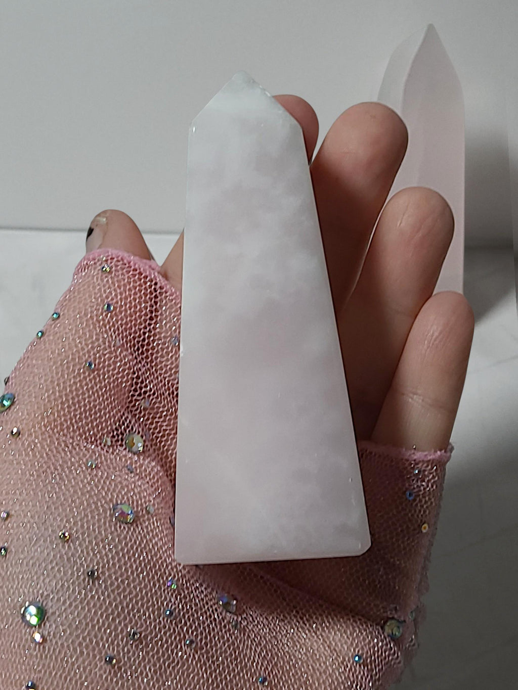 Pink Mangano Calcite Tower | UV Reactive Crystal | Heart Chakra | Self Love Crystal